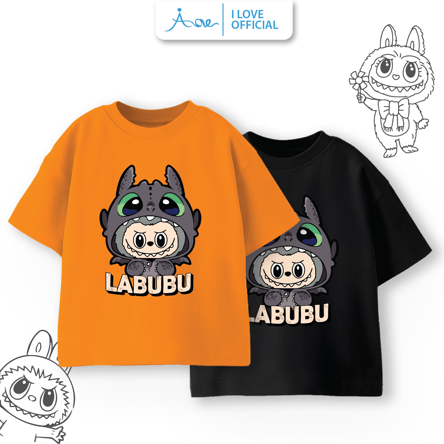 Mô tả Áo phông LABUBU cho bé, áo thun ILOVE chất cotton mềm mịn thoáng mát mặc ở nhà đi học đi chơi - 4