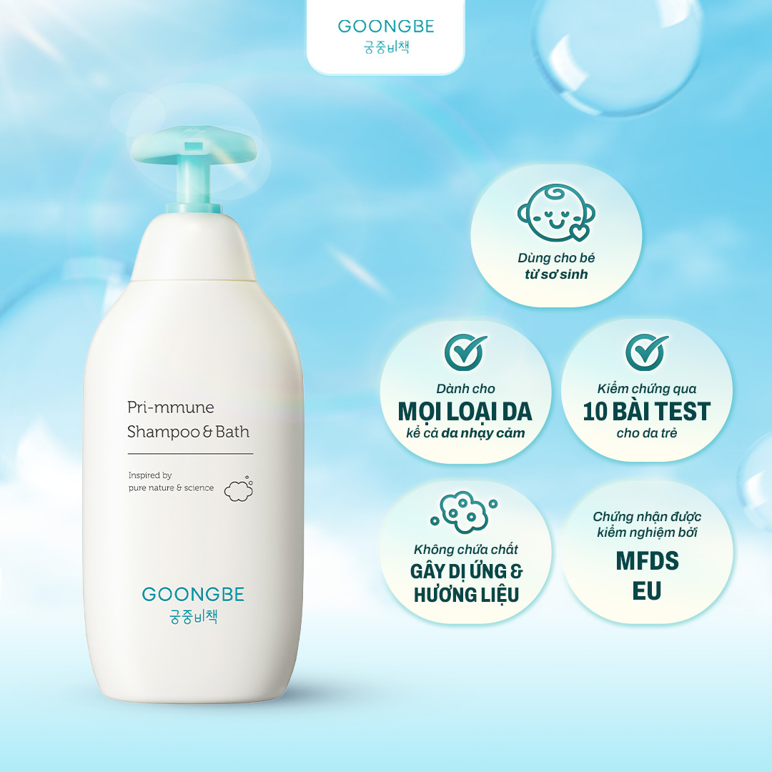 Mô tả Sữa Tắm Gội Cho Bé Dưỡng Ẩm Sâu Không Khô Da GOONGBE Pri-mmune Shampoo & Bath 350ml - 3