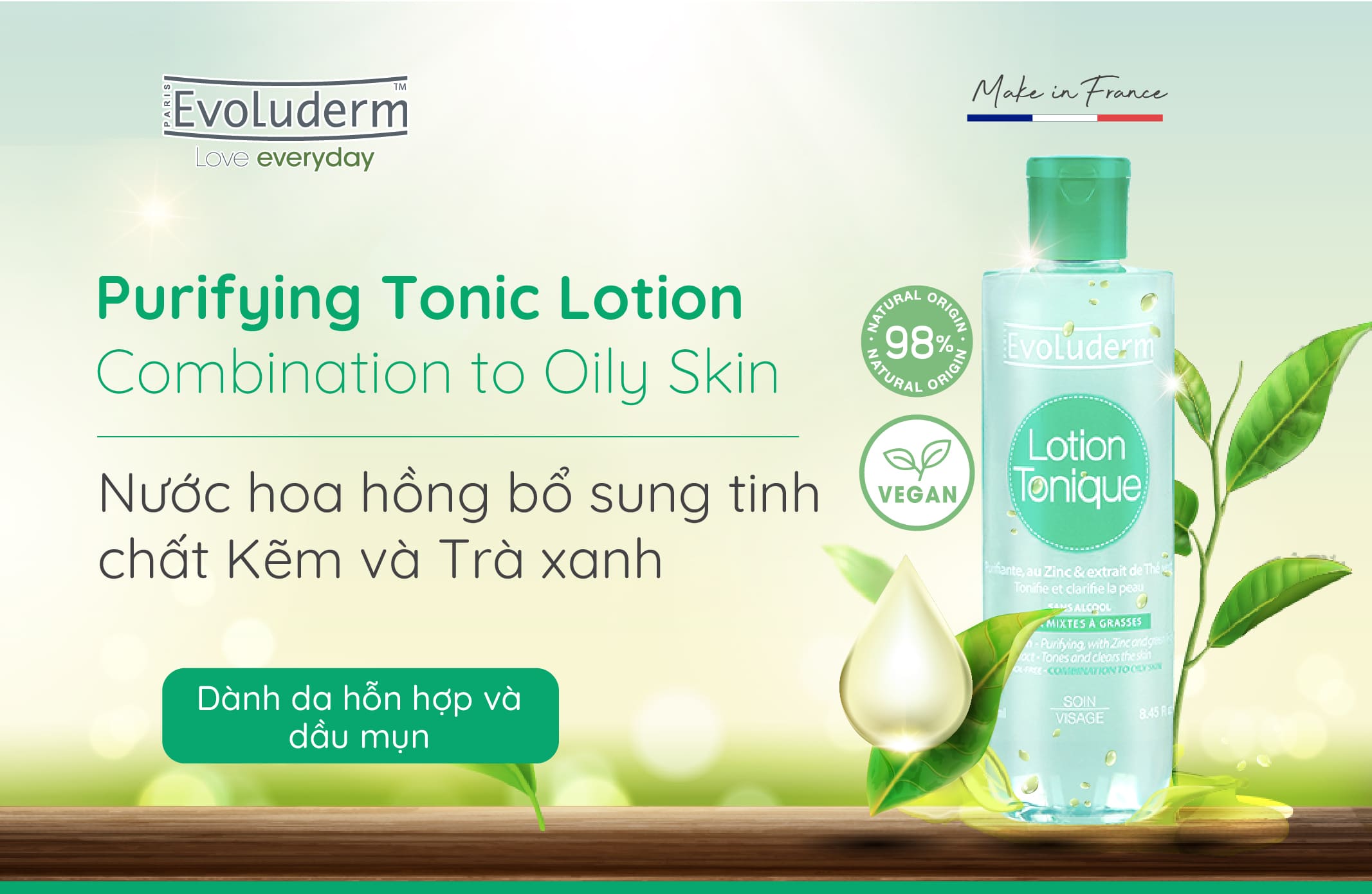 Mô tả Nước hoa hồng Evoluderm dành cho da hỗn hợp và dầu mụn 250ml - 1