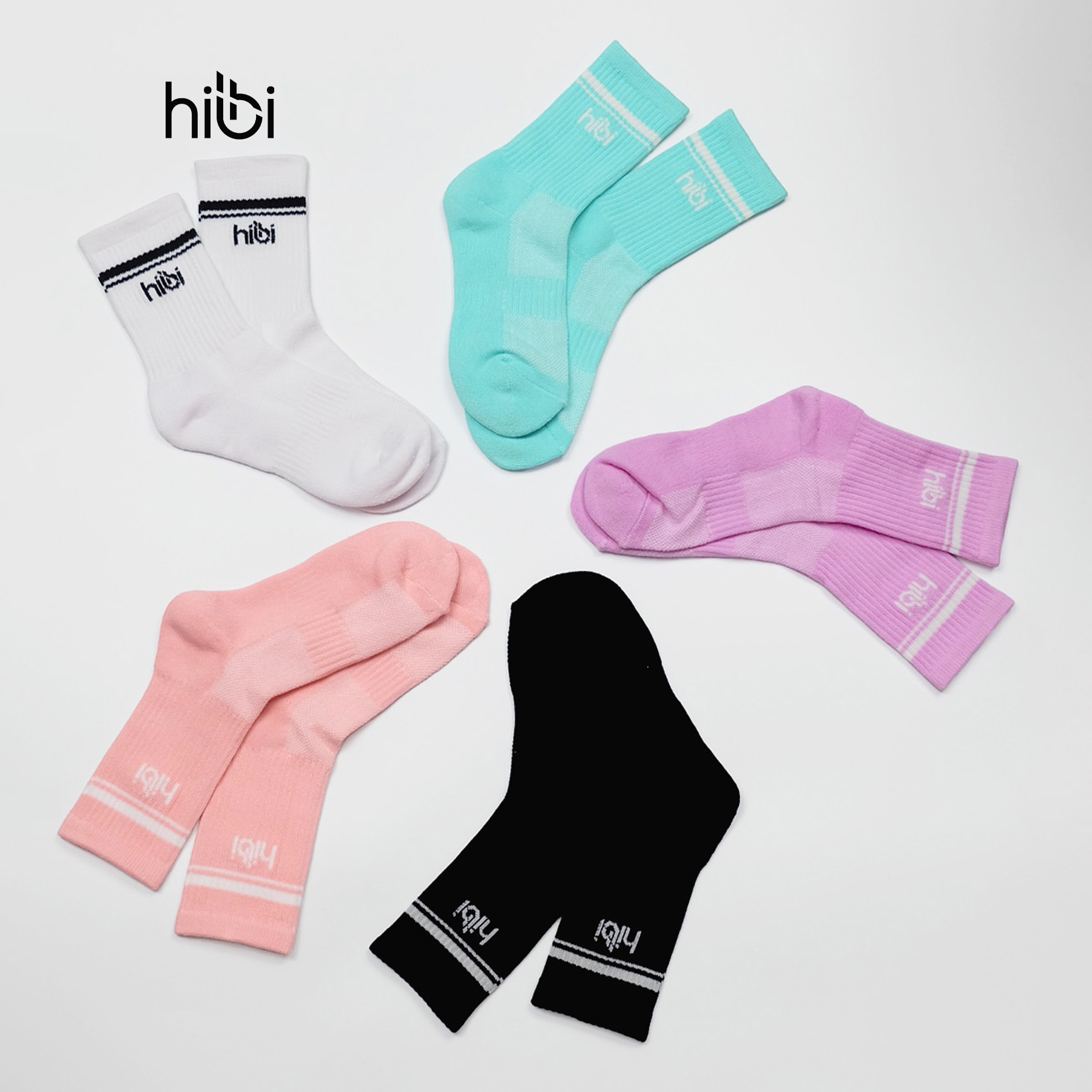 Mô tả Tất Thể thao Hibi Sports A010 Cotton cổ cao có đệm chống hôi chân và bo chun bàn chân - 1