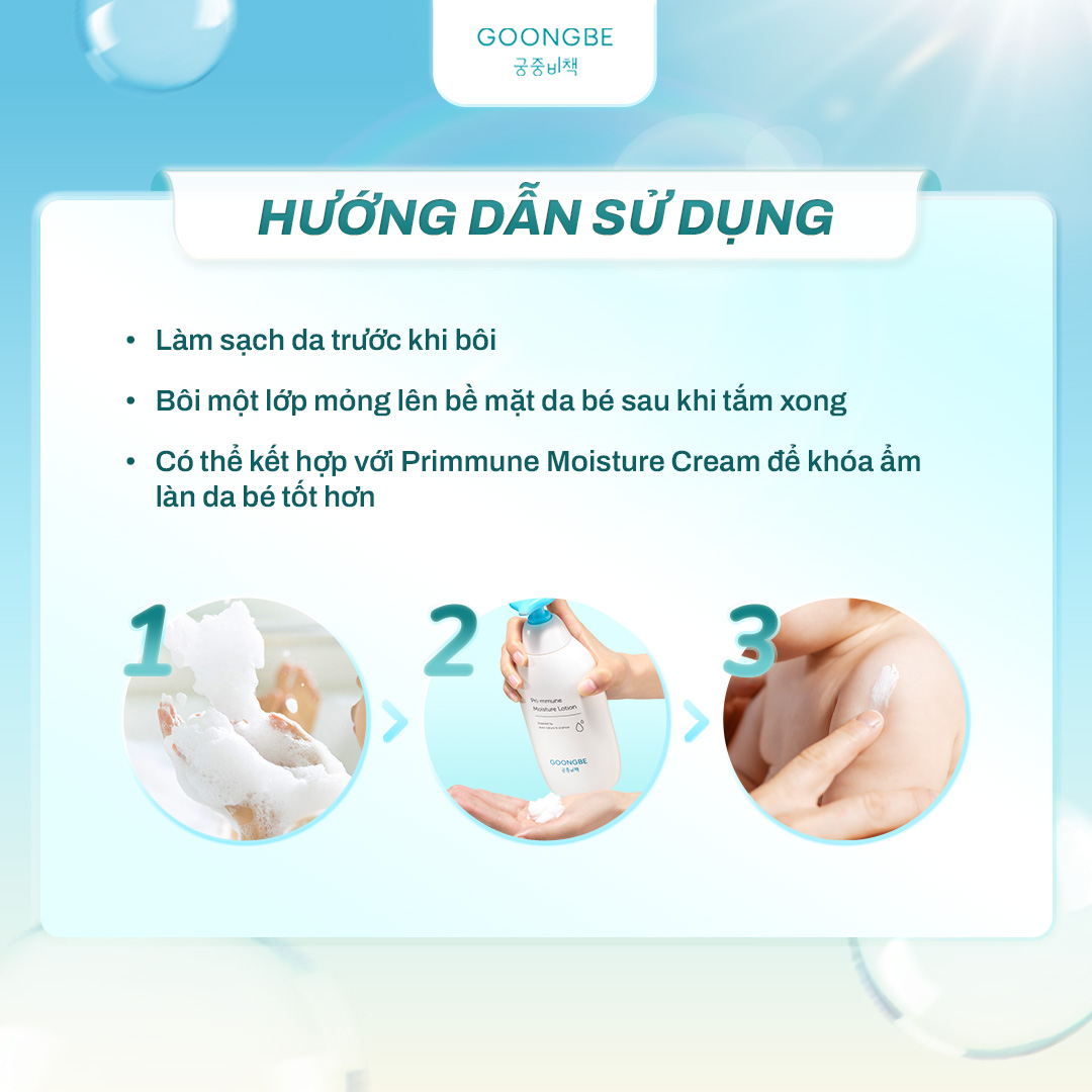 Mô tả Lotion Dưỡng Ẩm 72H Chống Khô Nẻ GOONGBE Primmune Moisture Lotion Dành Cho Bé 350ml - 4