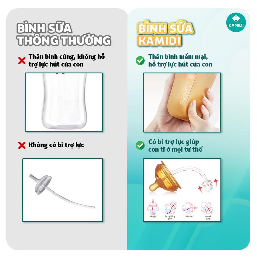 Mô tả Bình Sữa Kamidi Chất Liệu Silicon Trắng Dung Tích 150ml/250ml - 3