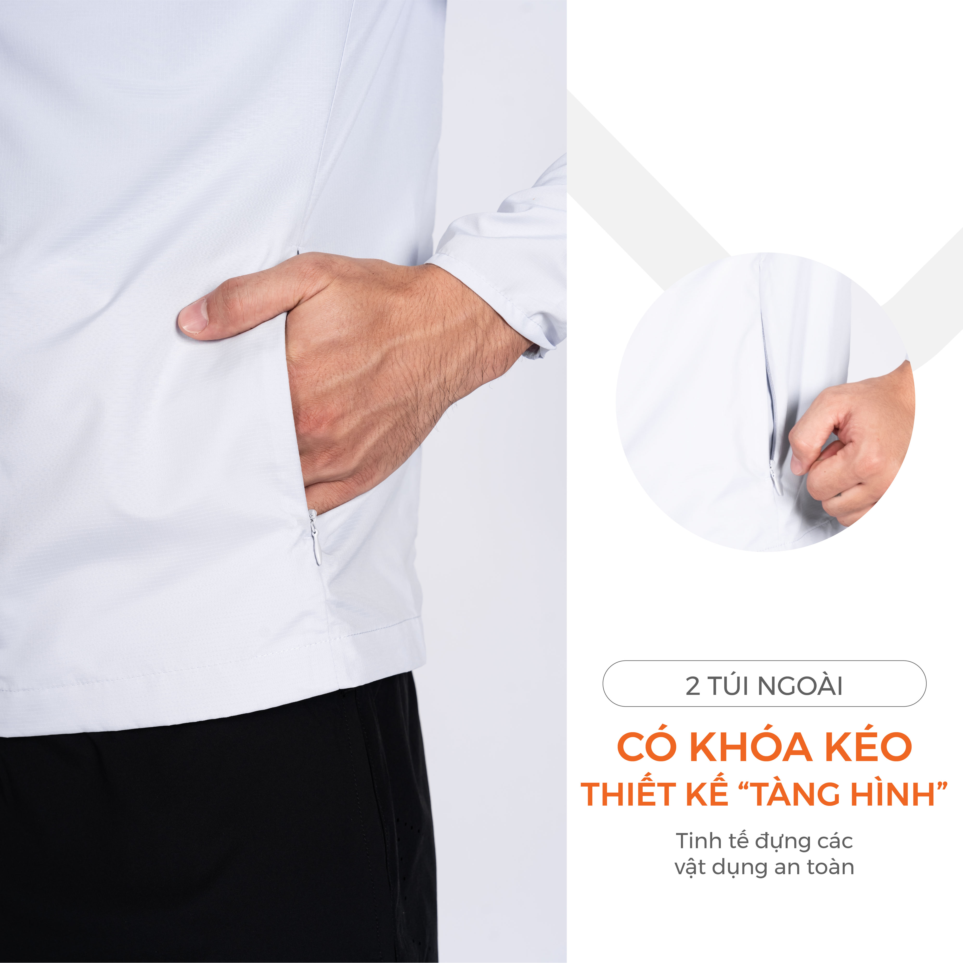 Mô tả Áo Khoác Gió Thể Thao Nam 1 Lớp Siêu Nhẹ Livan Sport LV24W04M601, Áo Khoác Gió Nhẹ Nam Thu Đông - 3