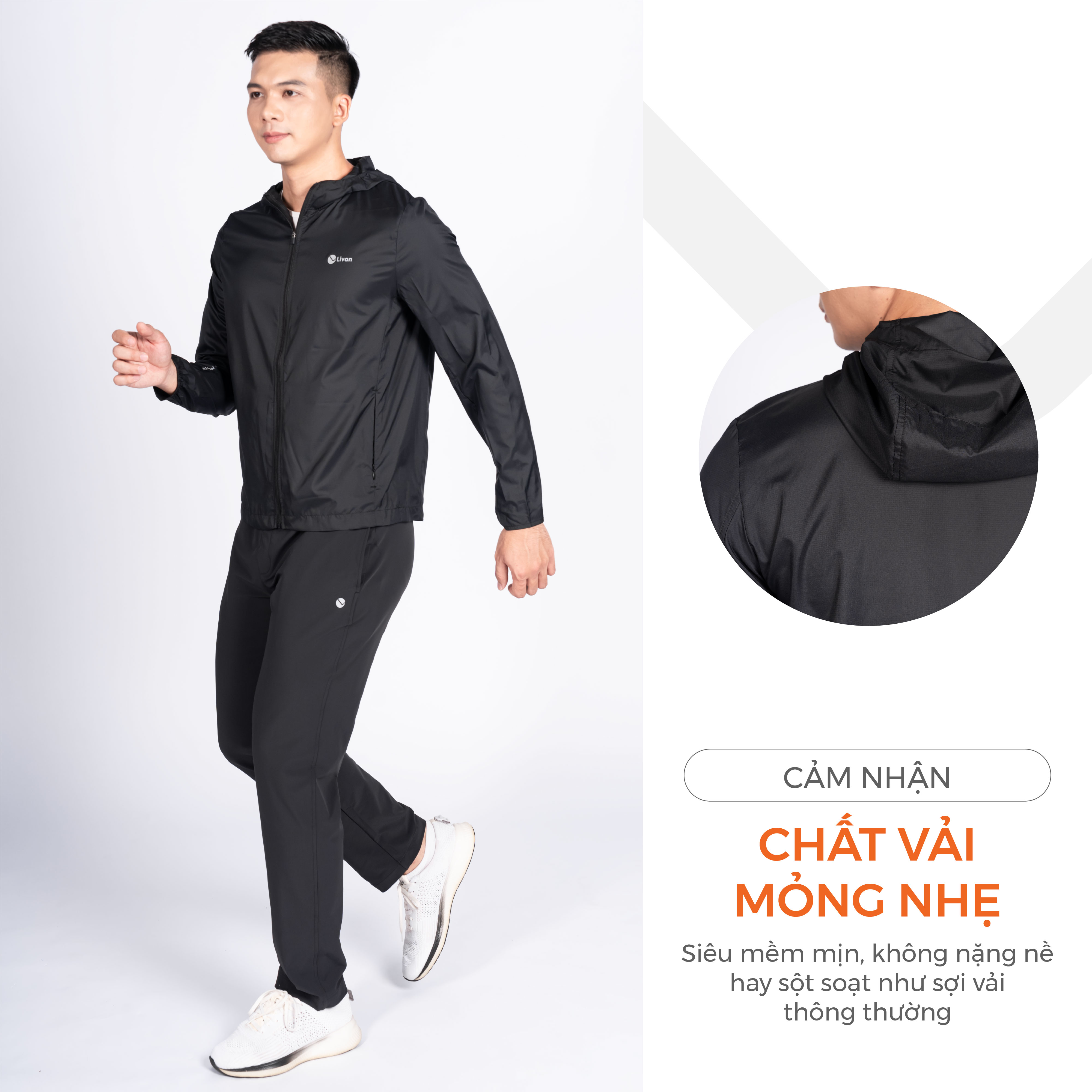 Mô tả Áo Khoác Gió Thể Thao Nam 1 Lớp Siêu Nhẹ Livan Sport LV24W04M601, Áo Khoác Gió Nhẹ Nam Thu Đông - 5
