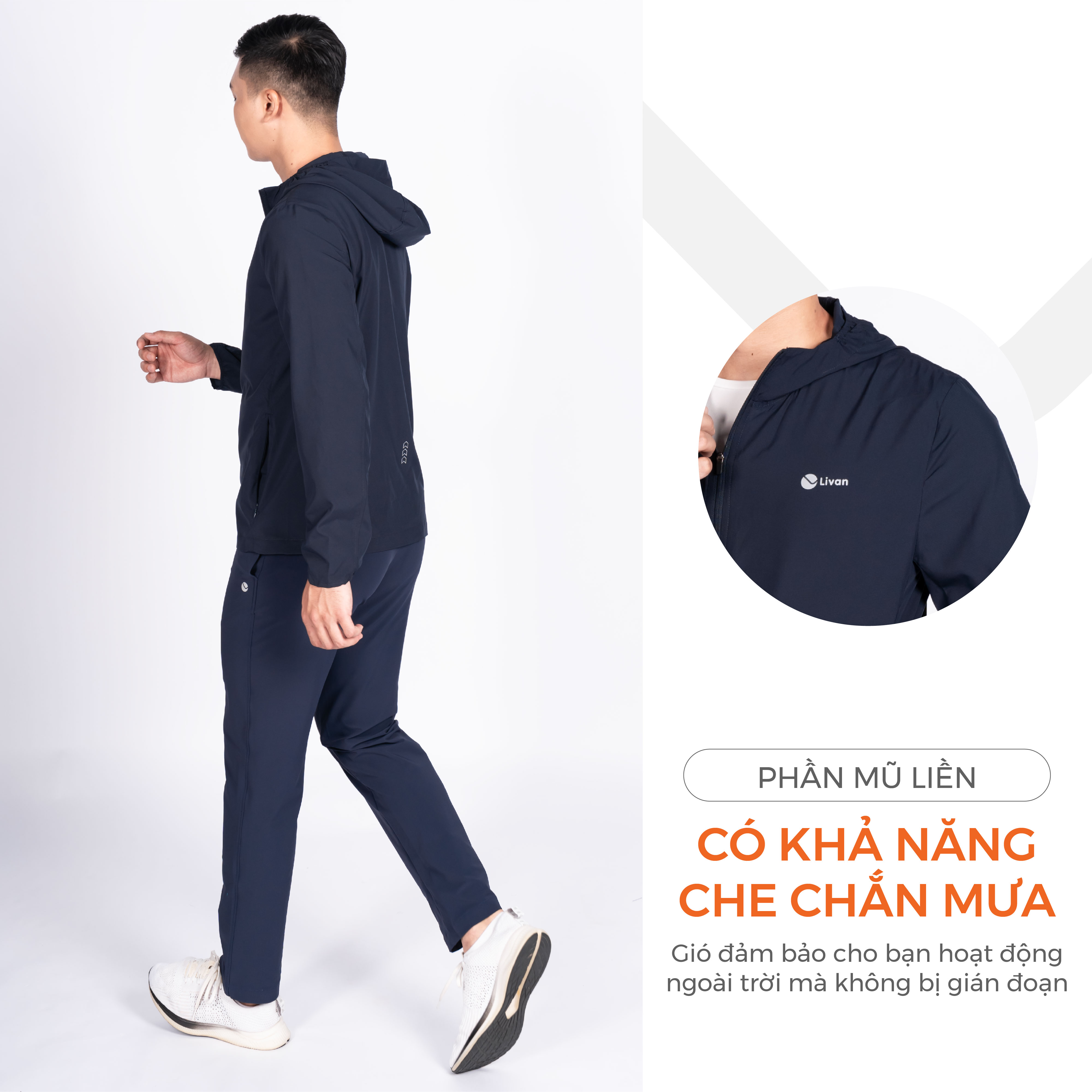 Mô tả Áo Khoác Gió Thể Thao Nam 1 Lớp Siêu Nhẹ Livan Sport LV24W04M601, Áo Khoác Gió Nhẹ Nam Thu Đông - 7