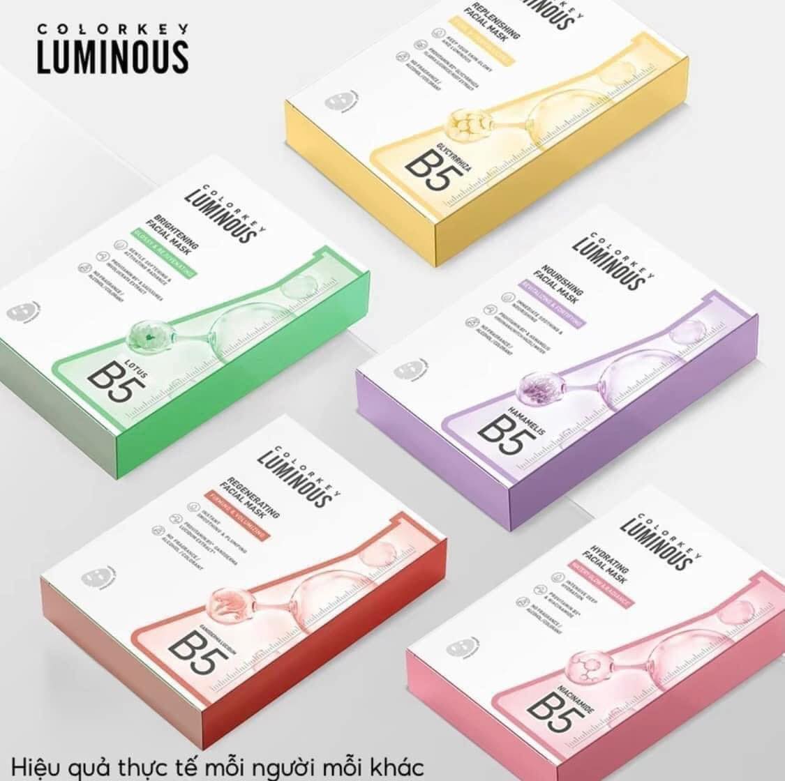 Mô tả 1 Hộp 10 Miếng Mặt Nạ Giấy COLORKEY LUMINOUS Vitamin B5 Hỗ Trợ Phục Hồi 25ml/miếng - 1