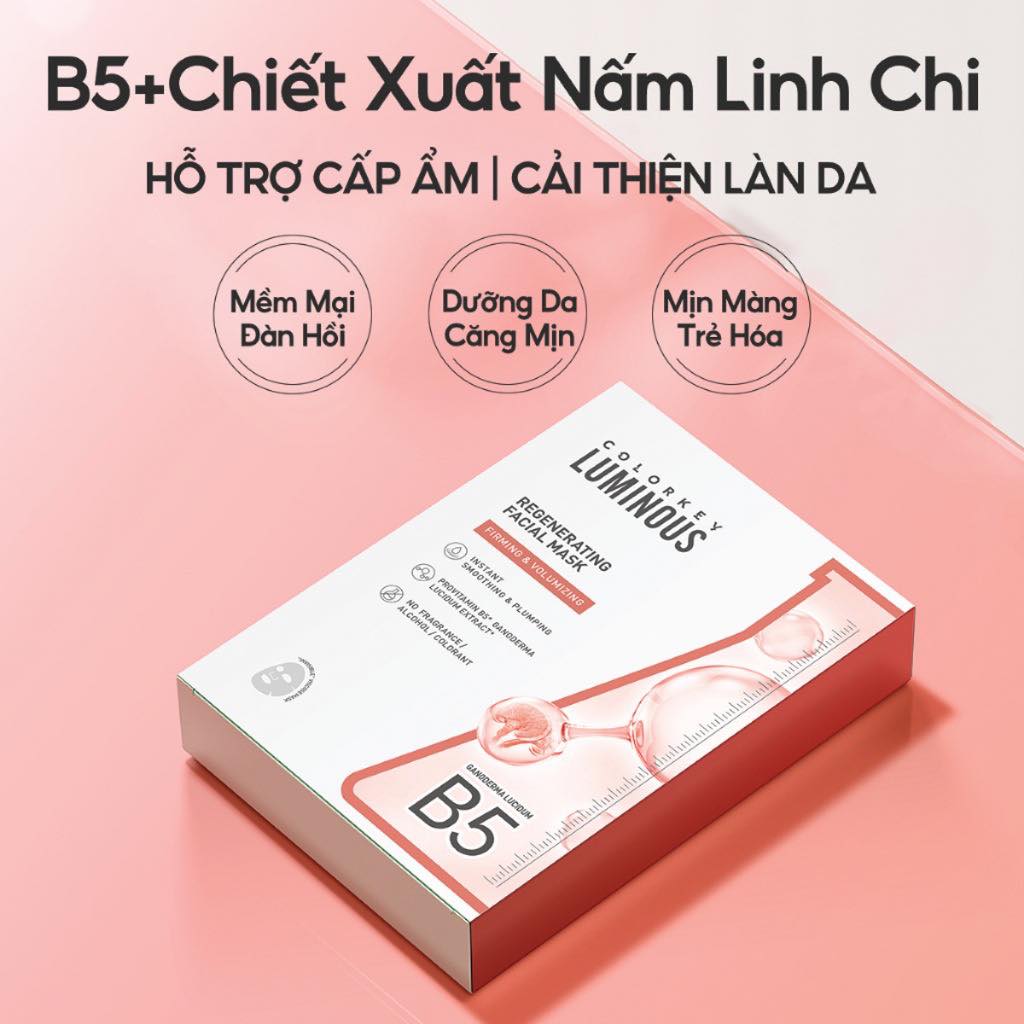 Mô tả 1 Hộp 10 Miếng Mặt Nạ Giấy COLORKEY LUMINOUS Vitamin B5 Hỗ Trợ Phục Hồi 25ml/miếng - 5
