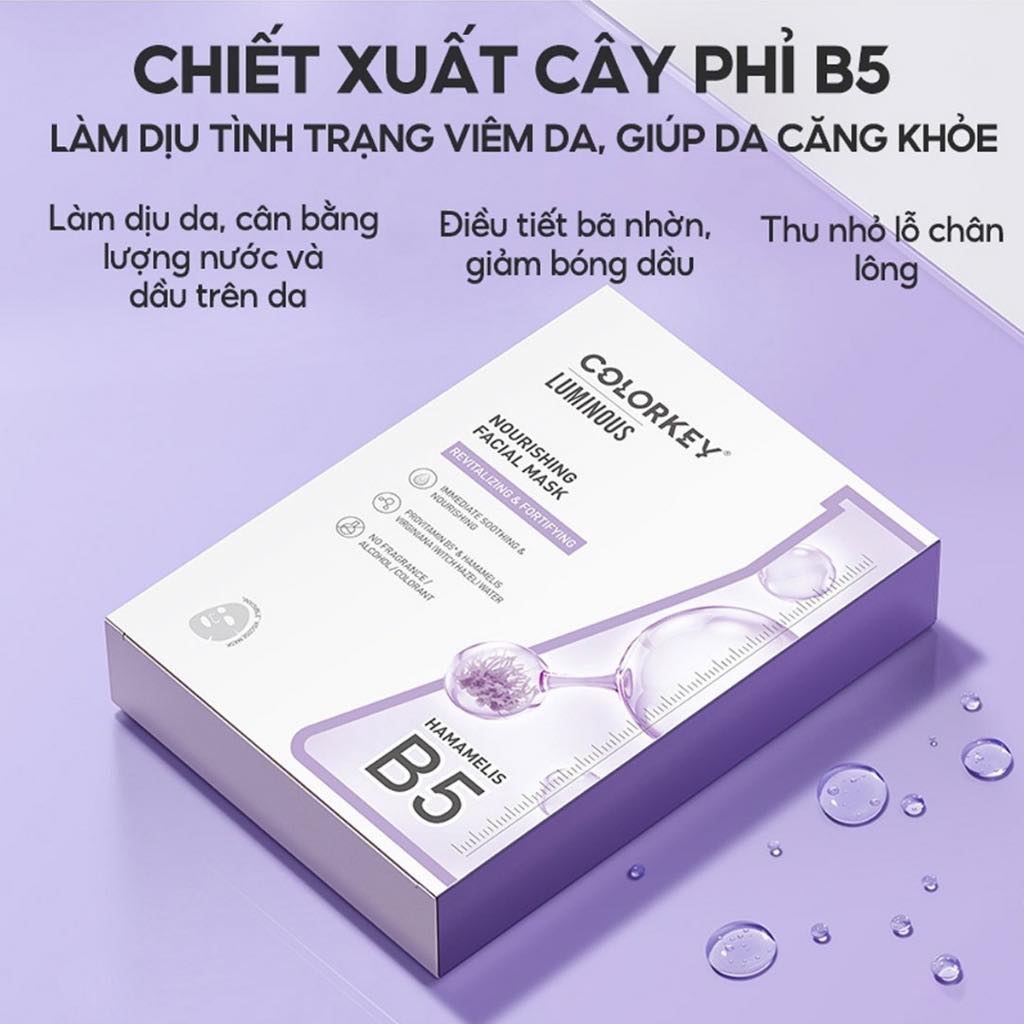 Mô tả 1 Hộp 10 Miếng Mặt Nạ Giấy COLORKEY LUMINOUS Vitamin B5 Hỗ Trợ Phục Hồi 25ml/miếng - 6