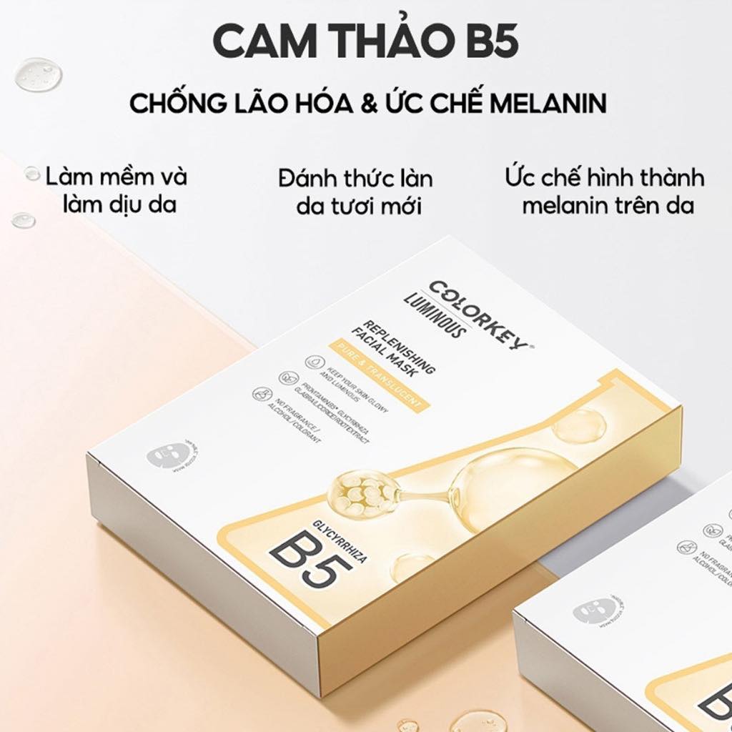 Mô tả 1 Hộp 10 Miếng Mặt Nạ Giấy COLORKEY LUMINOUS Vitamin B5 Hỗ Trợ Phục Hồi 25ml/miếng - 7