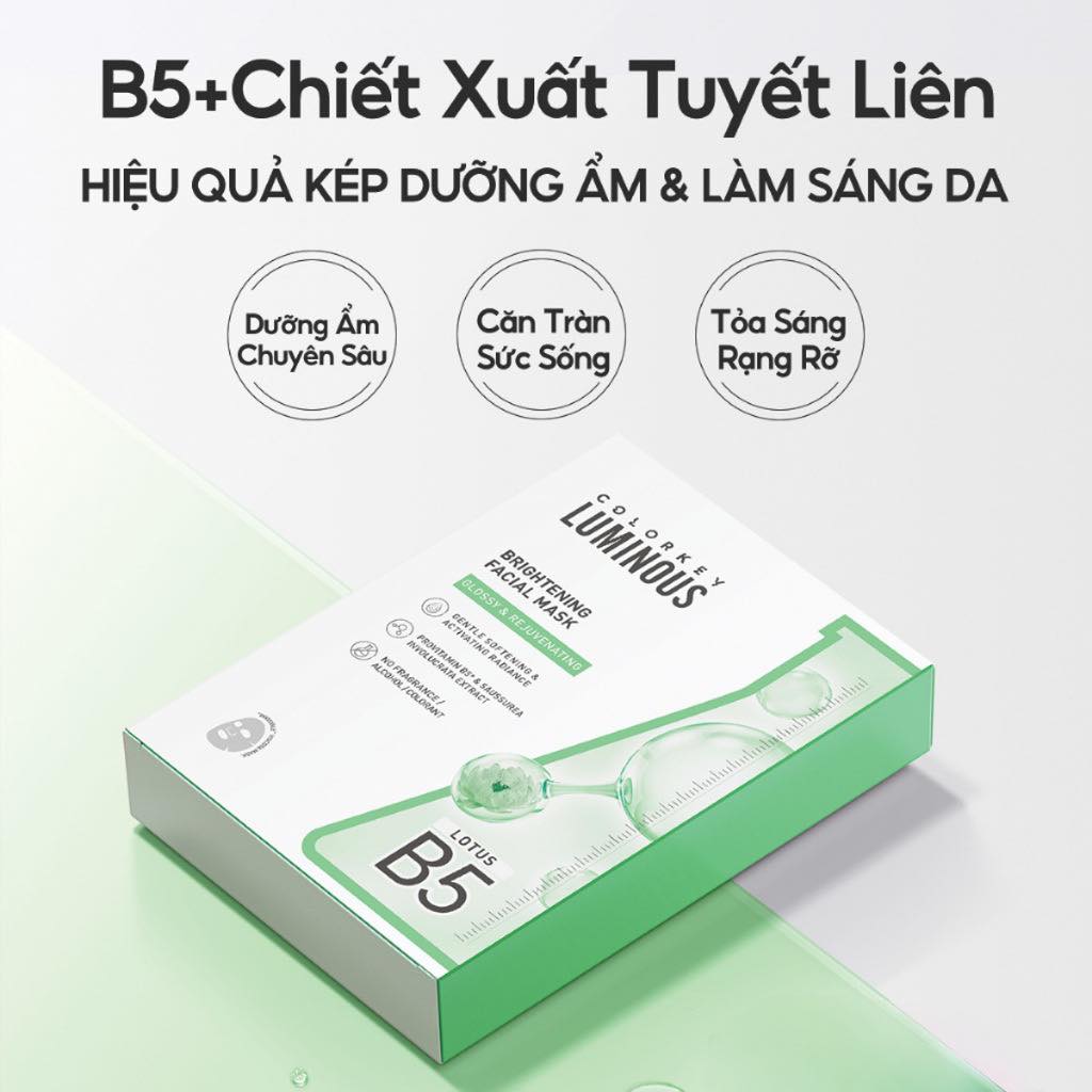 Mô tả 1 Hộp 10 Miếng Mặt Nạ Giấy COLORKEY LUMINOUS Vitamin B5 Hỗ Trợ Phục Hồi 25ml/miếng - 8