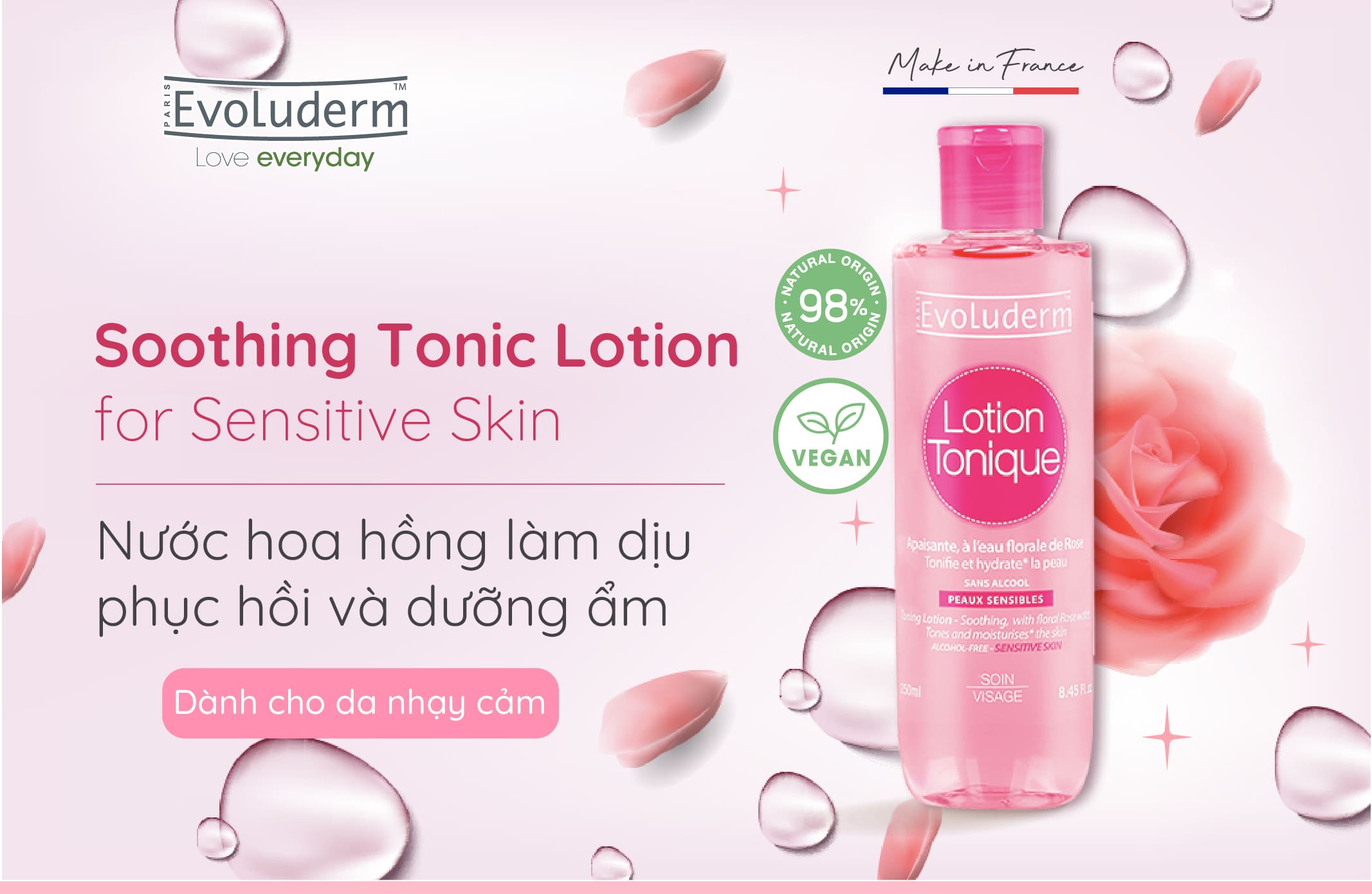Mô tả Bộ Xit khoáng Evoluderm Atomiseur Eau Pure 400ml và Nước hoa hồng Evoluderm cho da nhạy cảm 250ml - 3