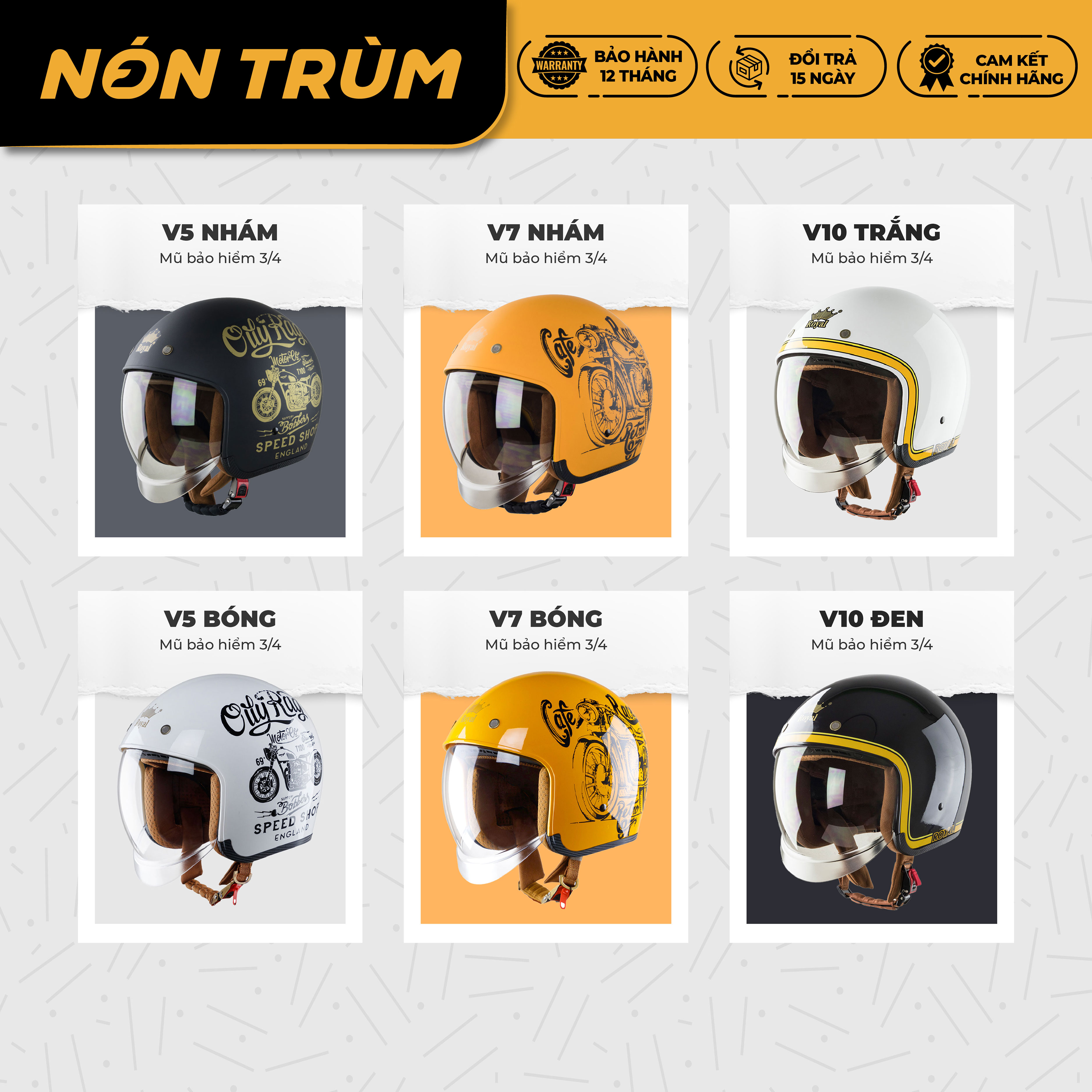 Mô tả Mũ bảo hiểm 3/4 Royal M139 kính âm che mặt cho nam và nữ đi xe máy bảo hành 12 tháng chính hãng - 7