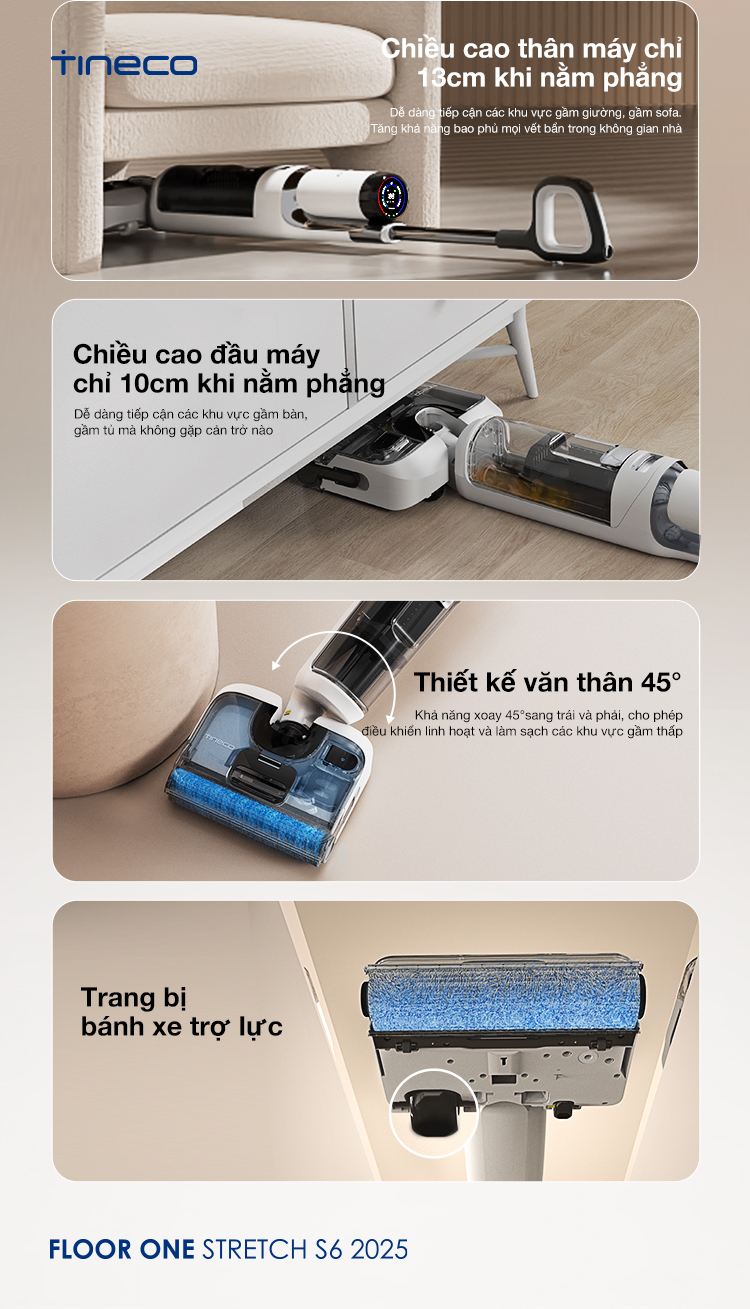 Máy hút bụi lau nhà khô ướt cầm tay Tineco Floor One Stretch S6 2025 - Lực  hút 20.000Pa | Shopee Việt Nam