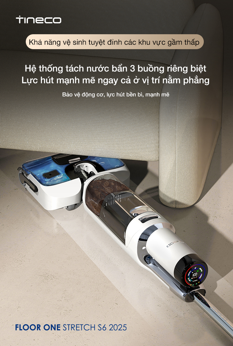 Máy hút bụi lau nhà khô ướt cầm tay Tineco Floor One Stretch S6 2025 - Lực  hút 20.000Pa | Shopee Việt Nam