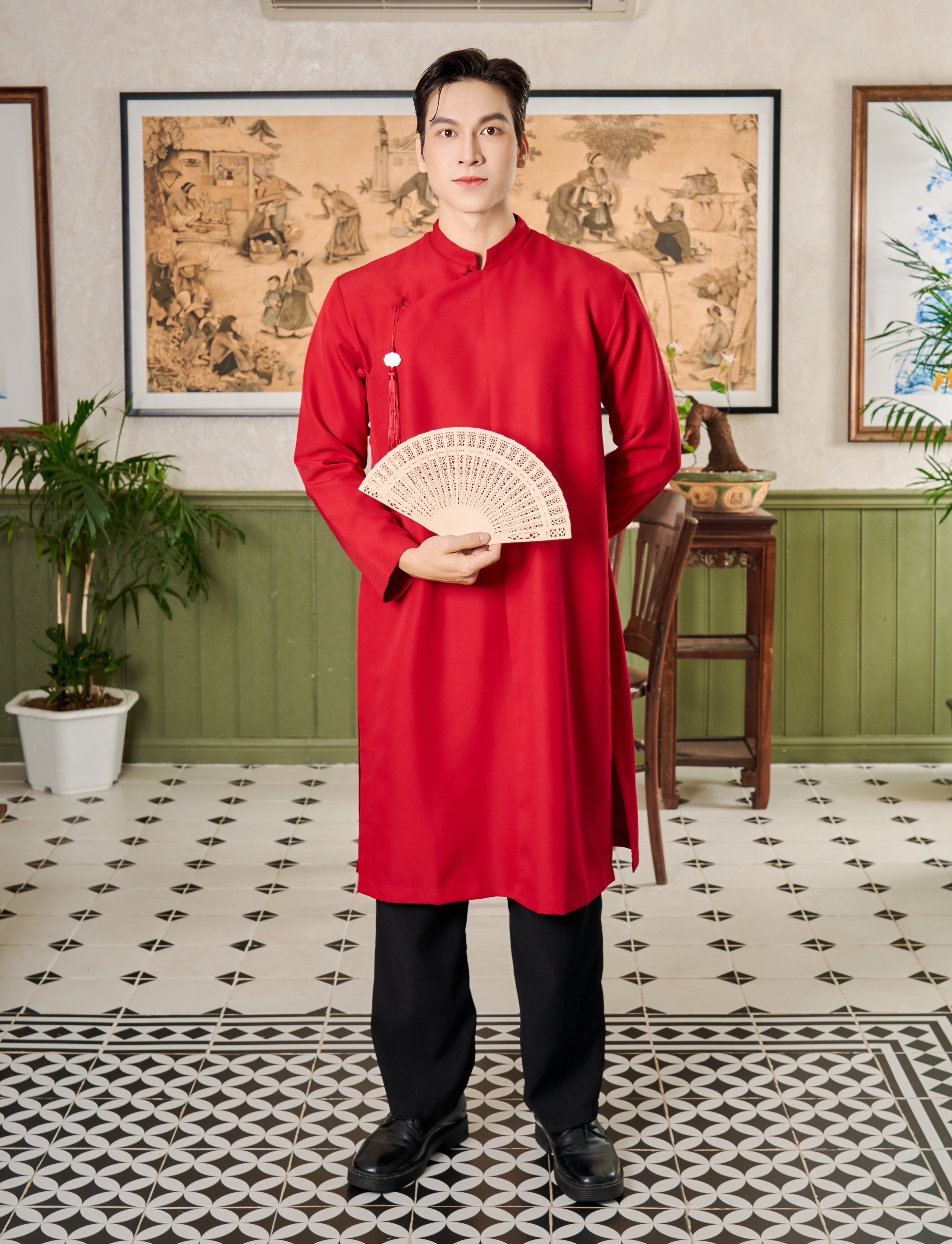 Mô tả Áo Dài Nam Ngũ Thân Truyền Thống Form Rộng Cúc Bọc Thương Hiệu Mr Twins - 5