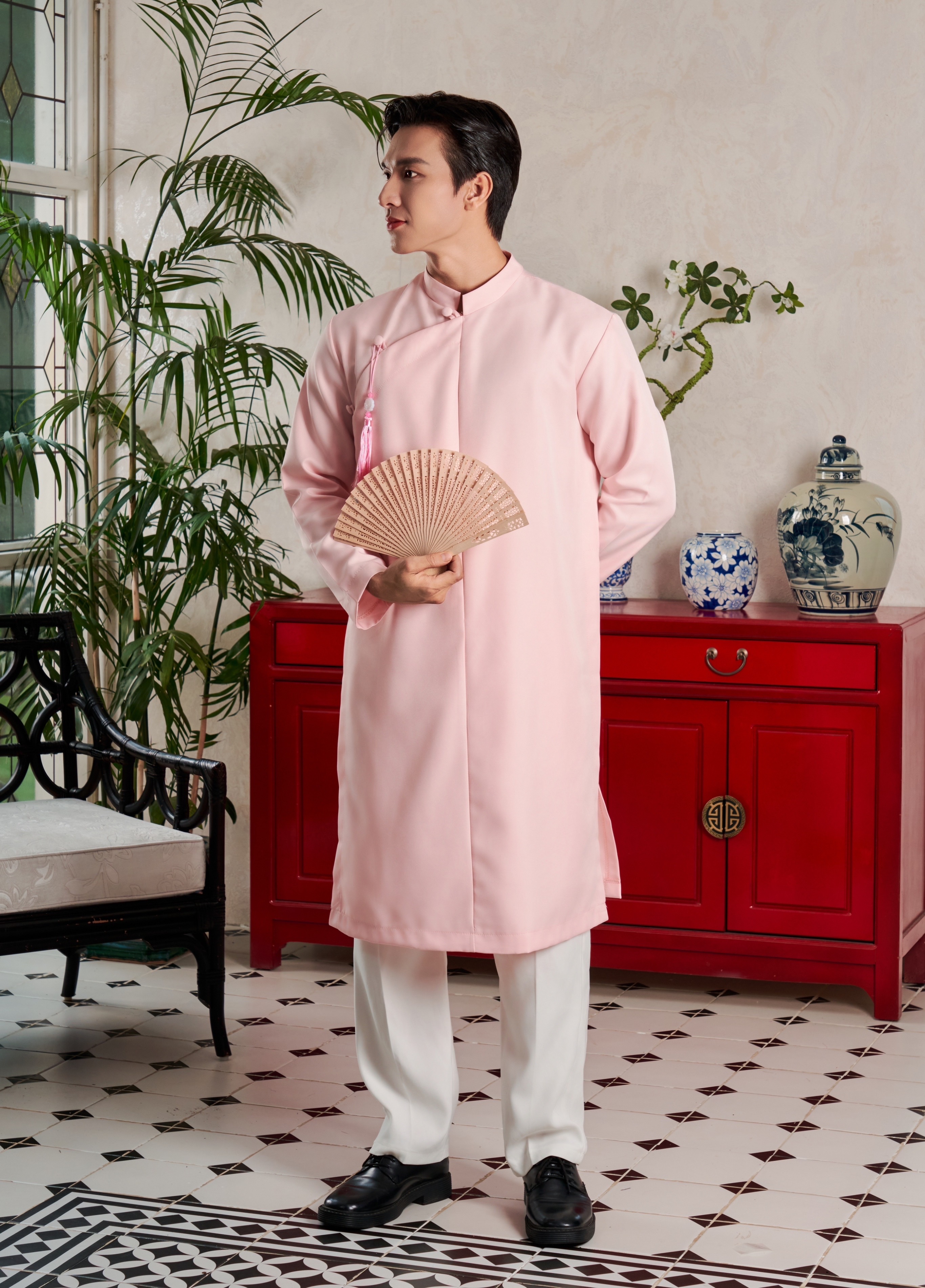 Mô tả Áo Dài Nam Ngũ Thân Truyền Thống Form Rộng Cúc Bọc Thương Hiệu Mr Twins - 8