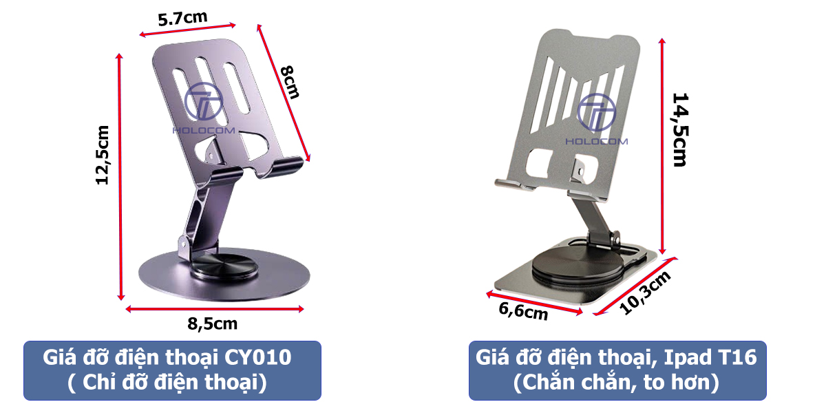 Mô tả Giá Đỡ Điện Thoại Ipad Để Bàn HOLOCOM CY010 Đế Xoay 360 Độ, Kệ Đỡ Điện Thoại Bằng Hợp Kim Nhôm Gấp Gọn Tiện Lợi - 1