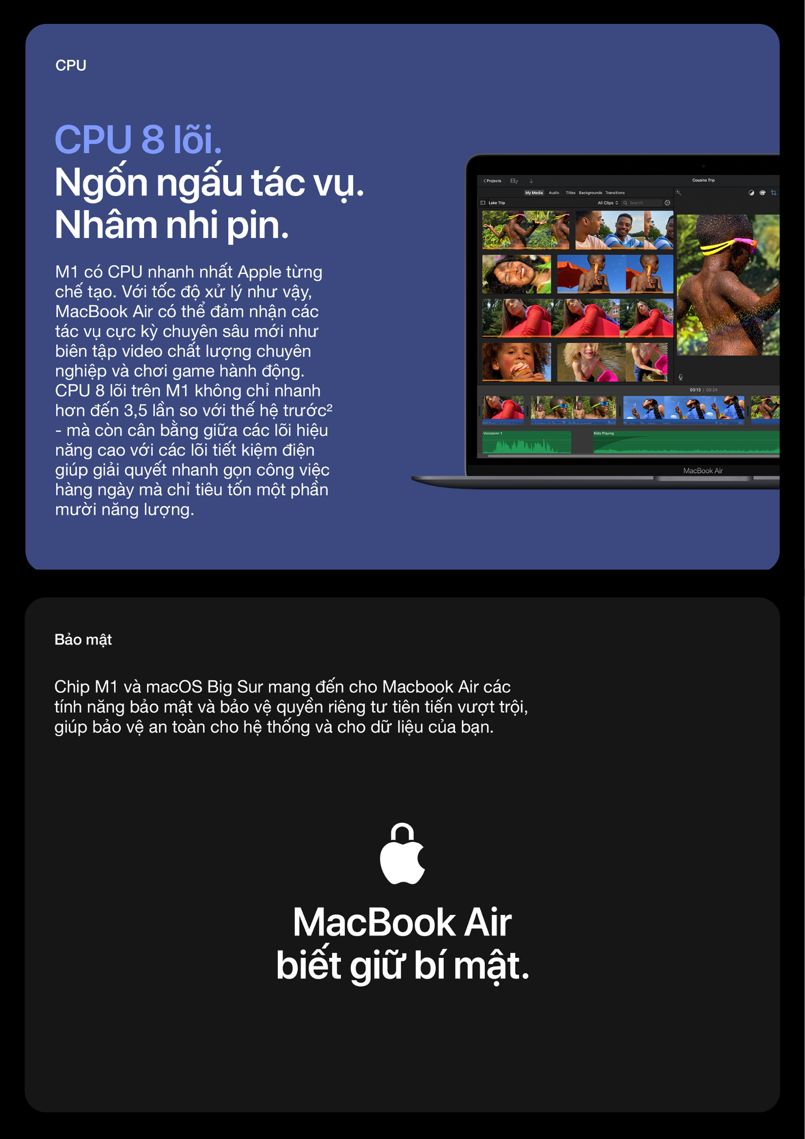 Mô tả MacBook Air (2020) M1, 13.3-inch, 8GB, 256GB - New Seal Hàng Chính Hãng - 2