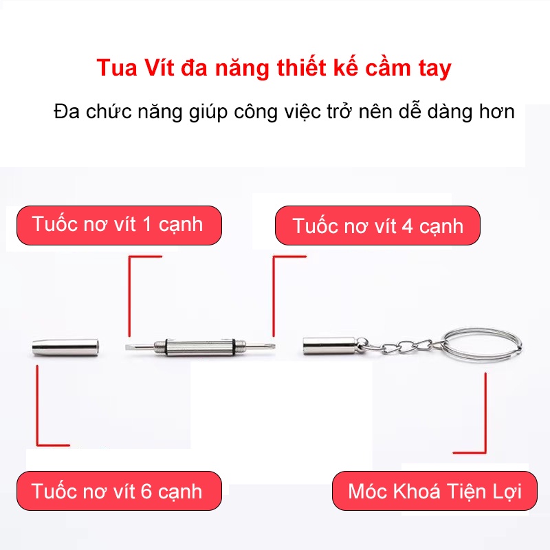 Mô tả Móc vít chìa khóa đa năng vặn ốc AnDu sửa kính mắt 3 đầu đa năng - 1
