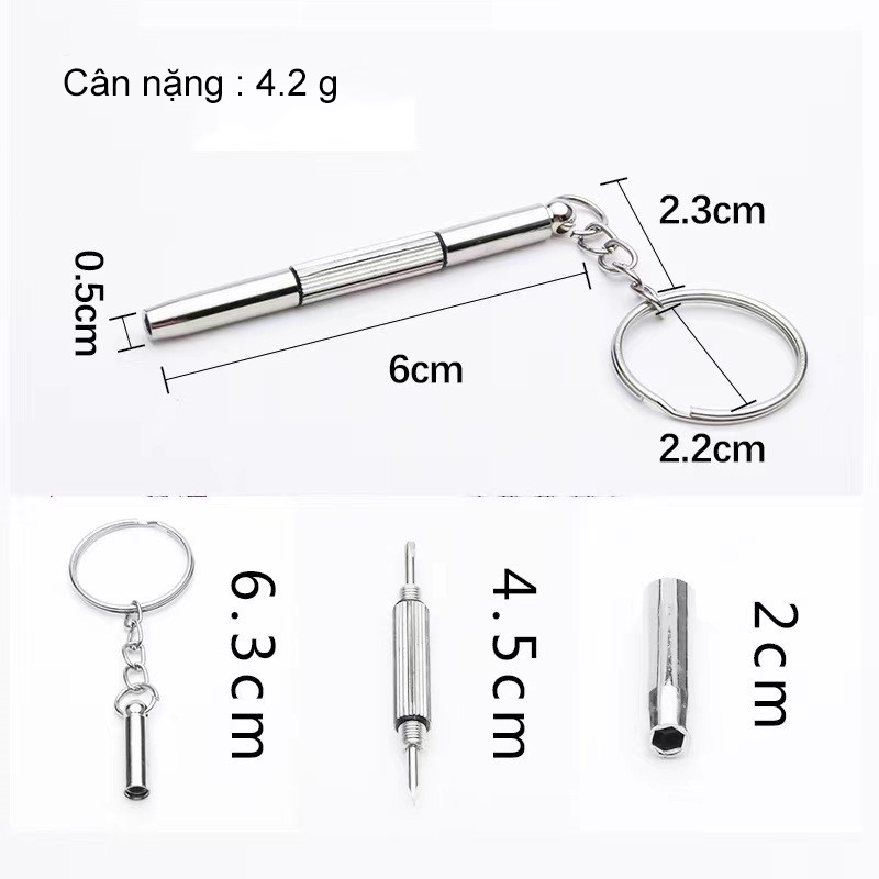 Mô tả Móc vít chìa khóa đa năng vặn ốc AnDu sửa kính mắt 3 đầu đa năng - 2