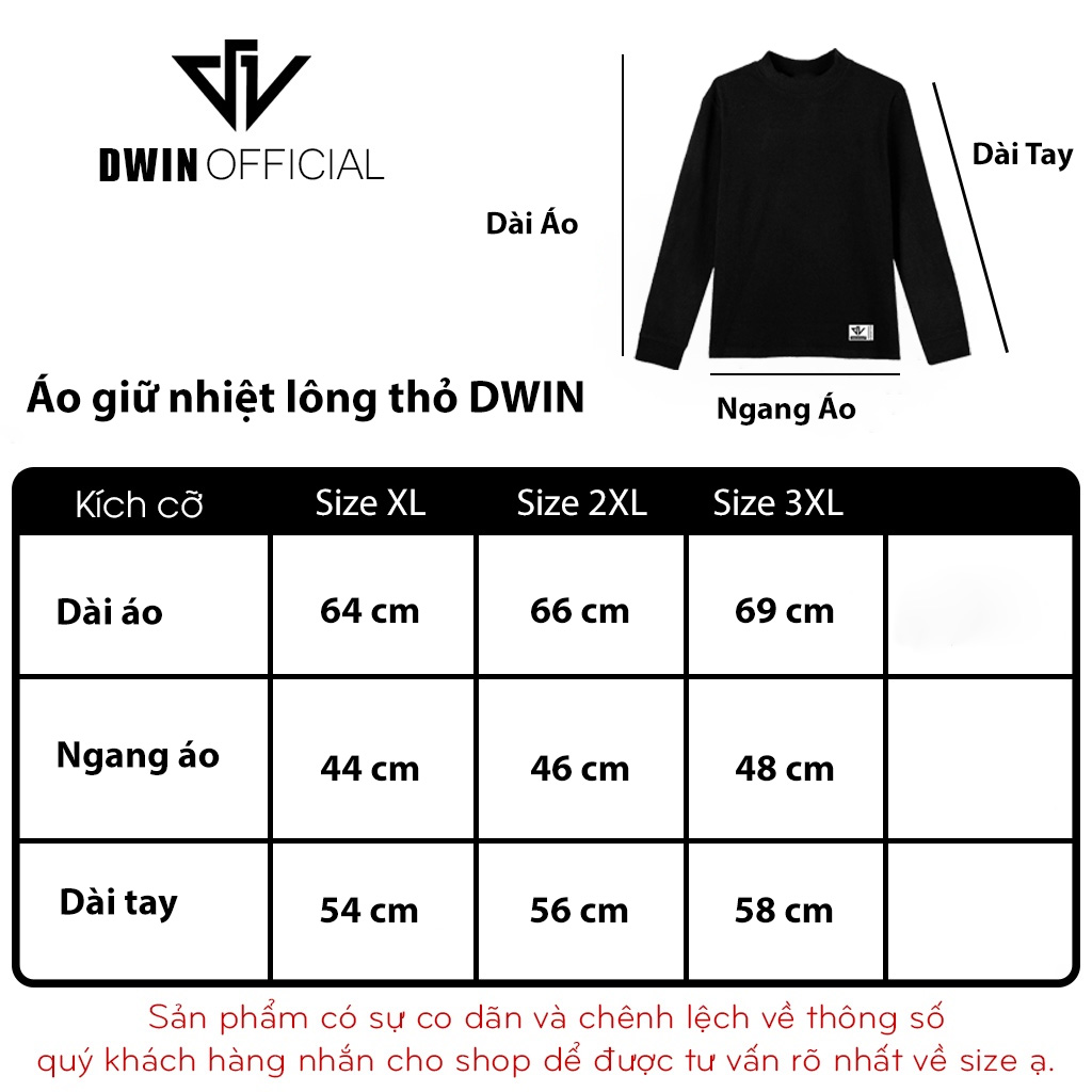 Mô tả Áo giữ nhiệt nam dài tay Dwin chất lông thỏ thun cao cổ co giãn lót nỉ 2 mặt local brand 2.0 - 1