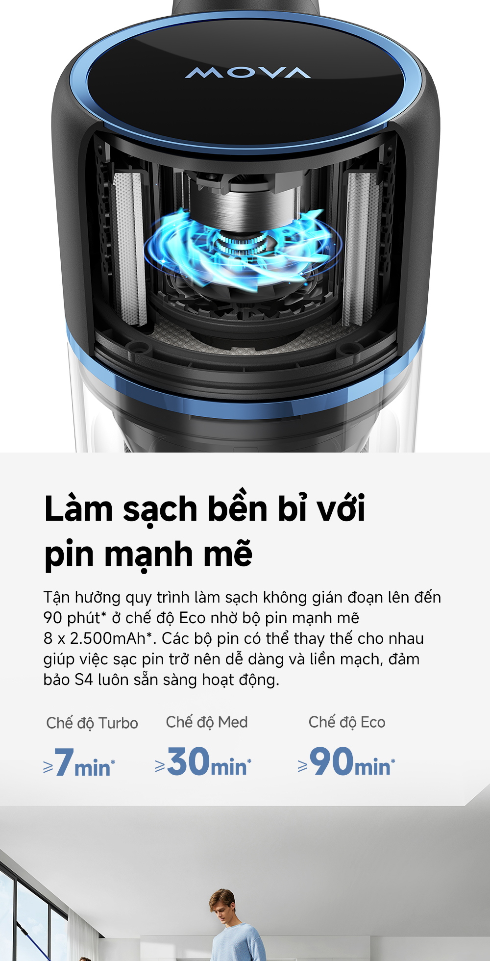 Mô tả Máy hút bụi không dây Mova S4 Detect - Hàng chính hãng - Bảo hành 12 tháng - 5
