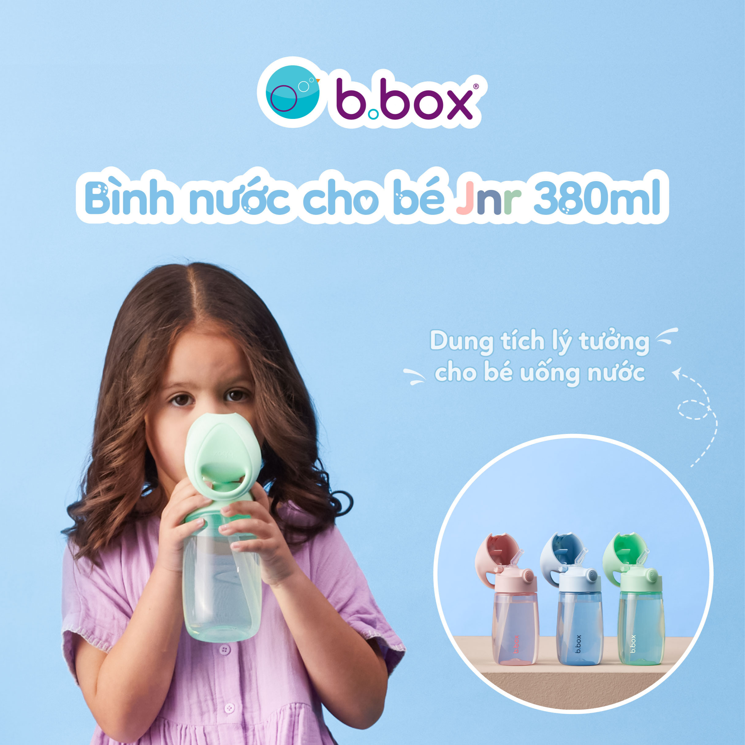 Mô tả b.box Bình nước Jnr. 380ml tích hợp tay cầm, đầu hút silicone cho bé - 1
