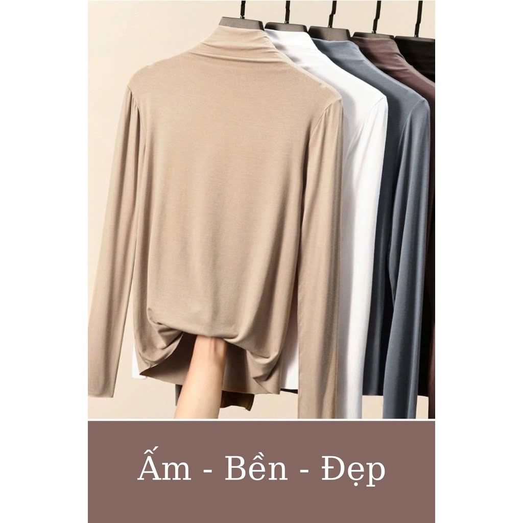 Mô tả Áo Giữ Nhiệt Thiết Kế Cao Cấp LECOONG GN01 Vải Cotton Bốn Chiều Màu Đem Trắng Be Nâu Xanh - 2