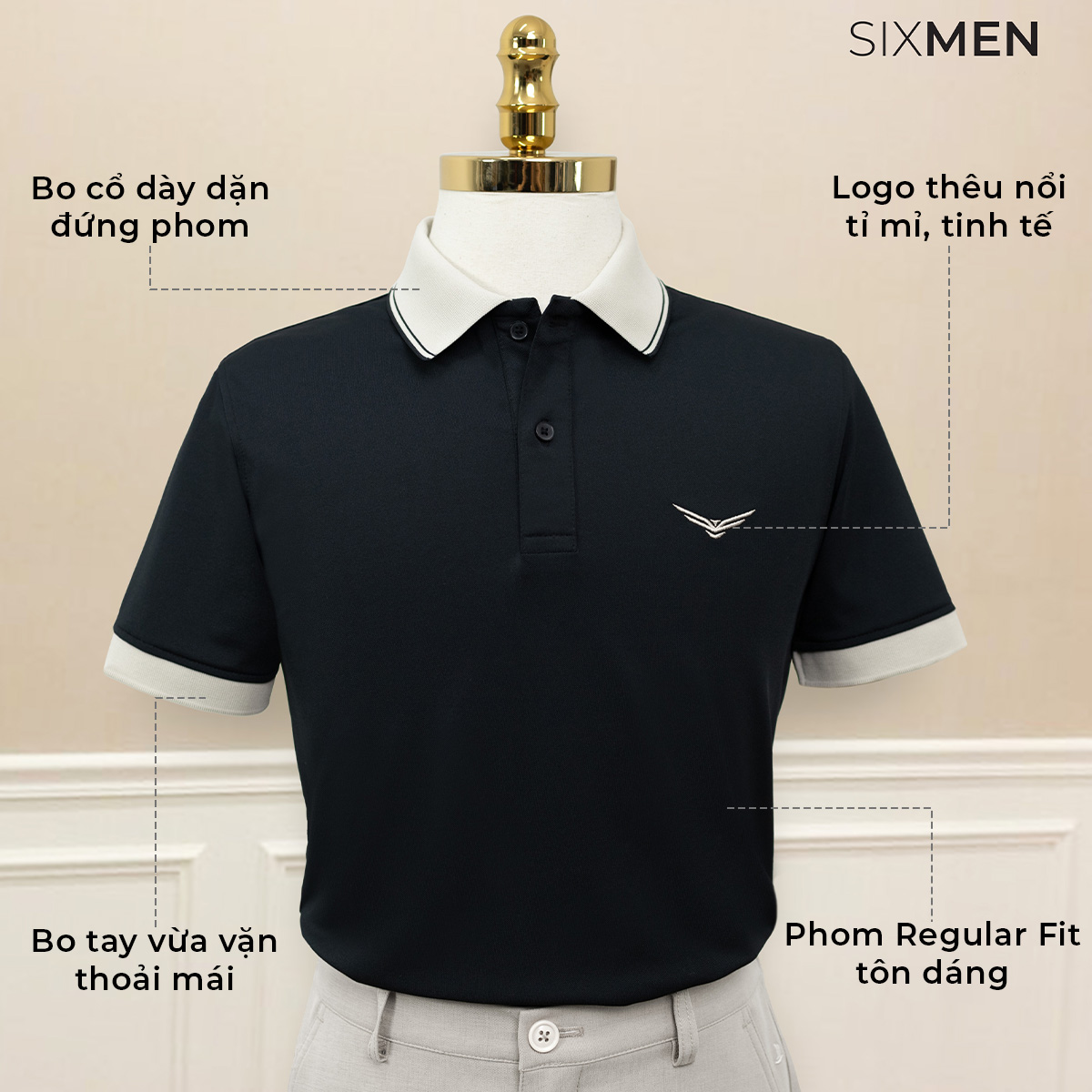 Mô tả Áo polo nam cao cấp DAVIN EAGLE [Tặng Kèm Hộp Quà Xịn] Vải FeelMax thoáng mát, thanh lịch - SIXMEN - 4