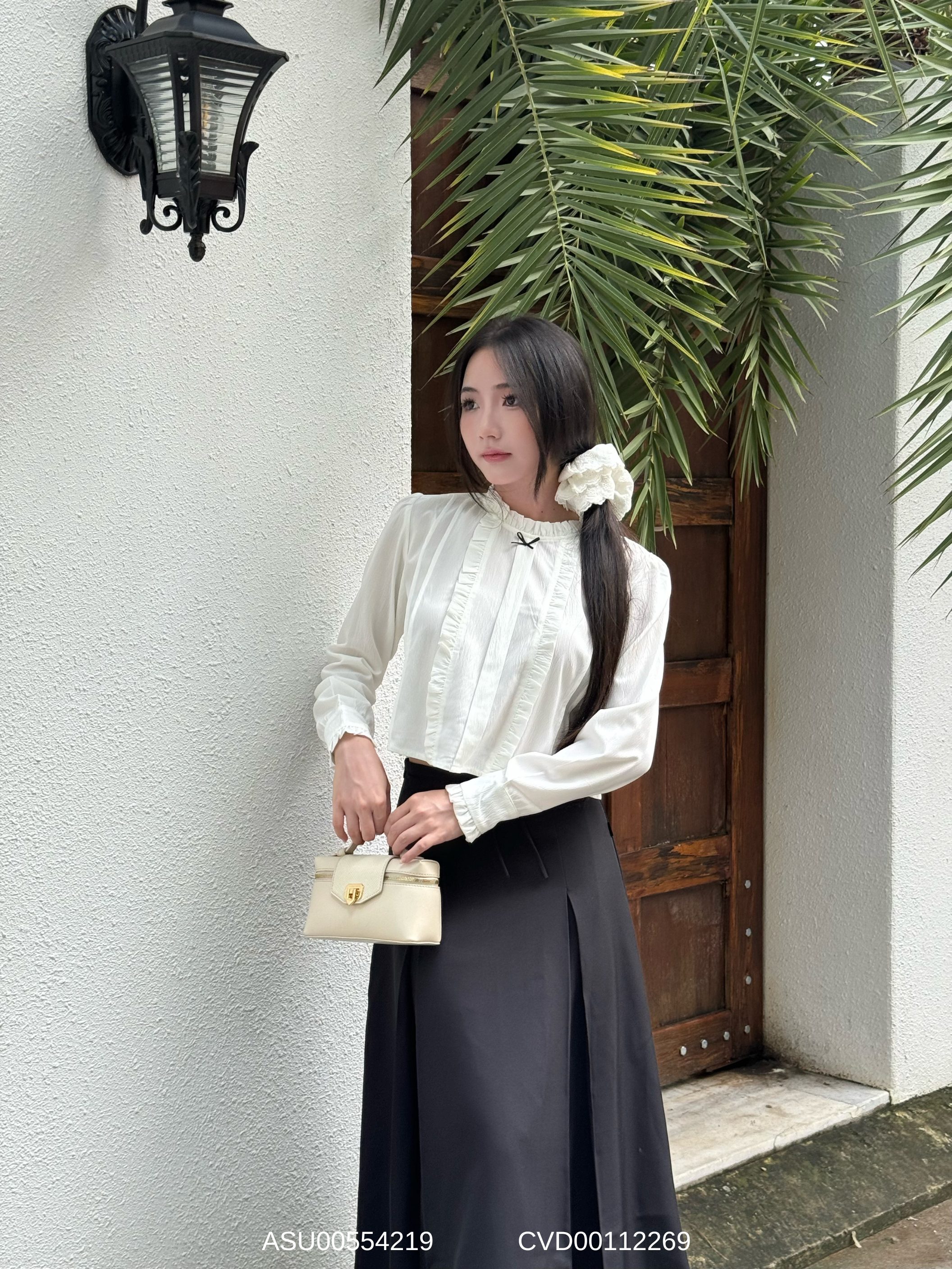 Mô tả Áo sơ mi tay dài phối nơ VMSTYLE cổ sen viền bèo dễ thương đi chơi, đi học, đi làm ASU00554 - 6