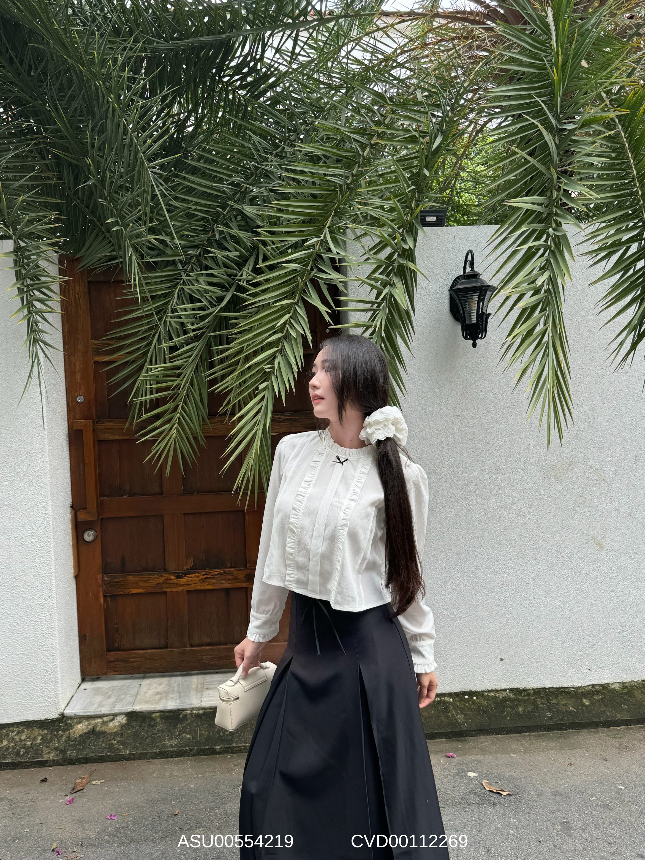 Mô tả Áo sơ mi tay dài phối nơ VMSTYLE cổ sen viền bèo dễ thương đi chơi, đi học, đi làm ASU00554 - 9