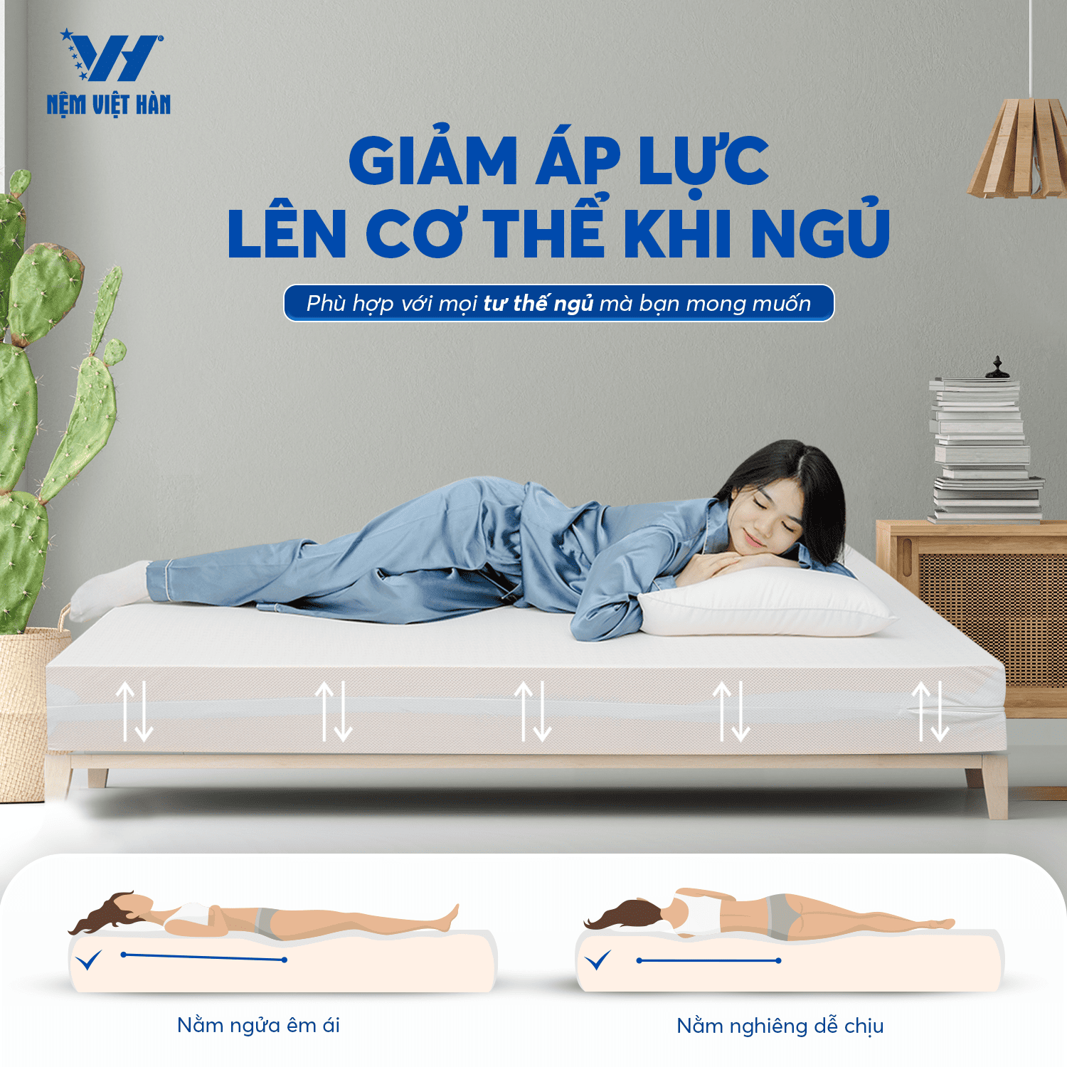 Mô tả Nệm cao su thiên nhiên nguyên khối Việt Hàn Luxury - Đàn Hồi, Êm Ái - Bảo hành 15 Năm - 1