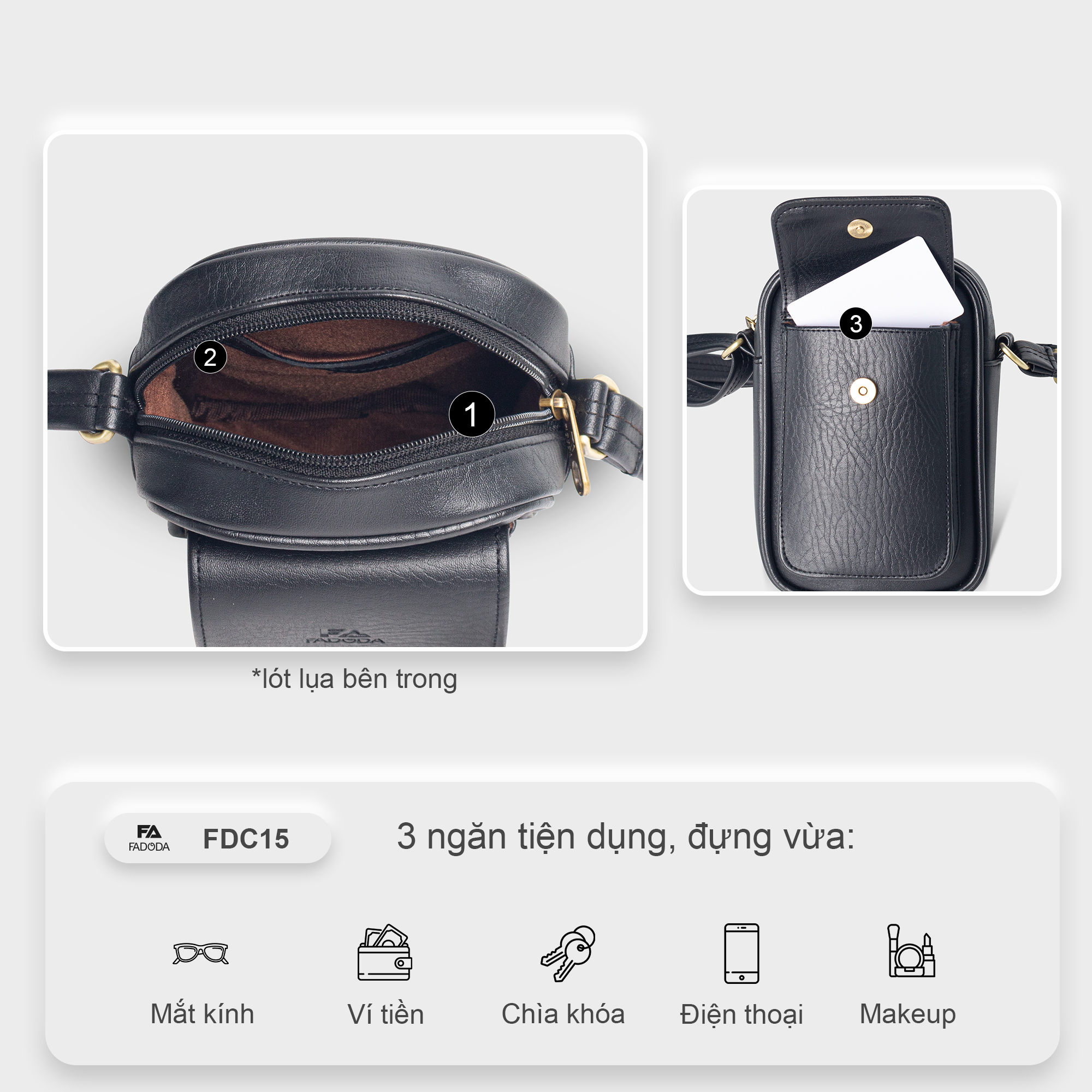 Mô tả Túi đeo chéo unisex thời trang Fadoda FDC15 - 5