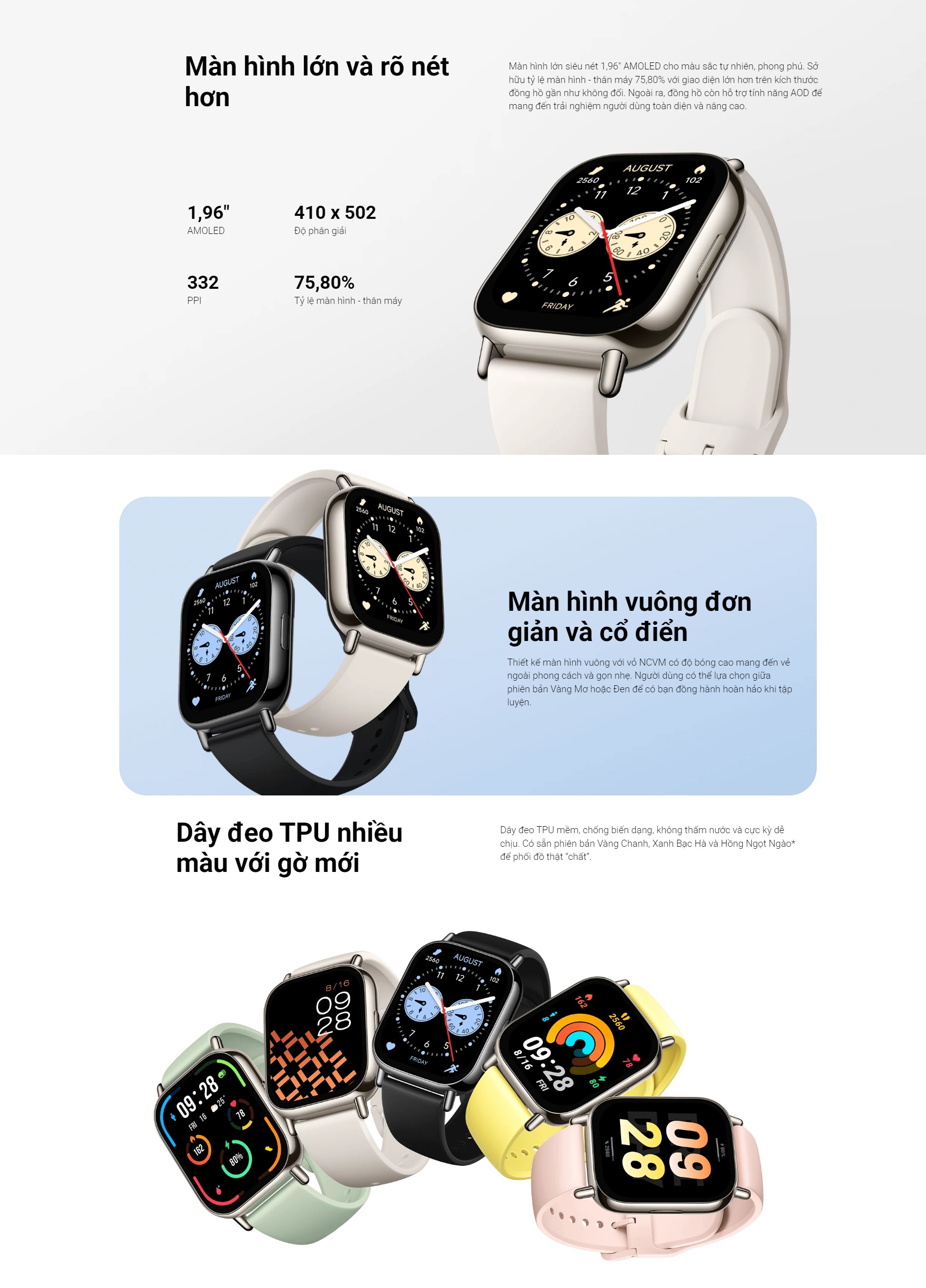 Mô tả Đồng Hồ Thông Minh Xiaomi Redmi Watch 5 LITE / Màn hình AMOLED 1,96'' / GPS Độc Lập / Chống Nước 5ATM/ Bảo Hành 12 Tháng - 2