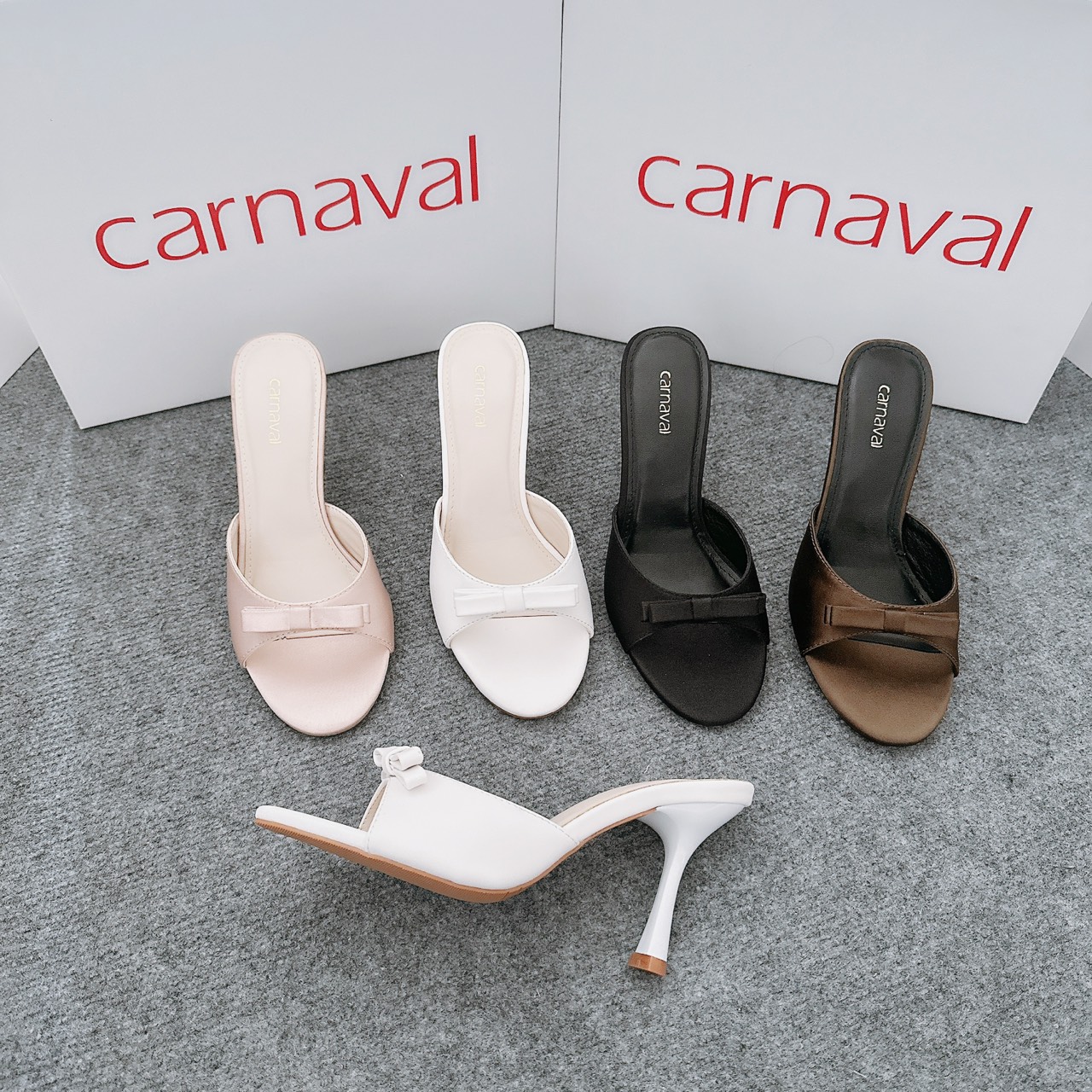 Mô tả Dép Cao Gót Nữ Carnaval Gót Cao 7cm - 9cm Siêu Tôn Dáng Quai Ngang Trang Trí Nơ Siêu Xinh - VS91 - 7