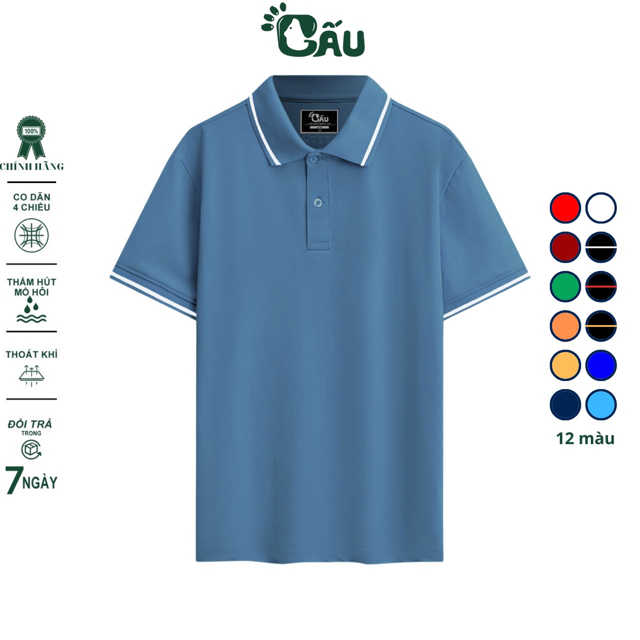 Mô tả Áo thun Polo GẤU 194 vải cá sấu mè thoáng mát, co dãn 4 chiều, sang trọng lịch lãm, form gerular fit - PL 1 Sọc - 1
