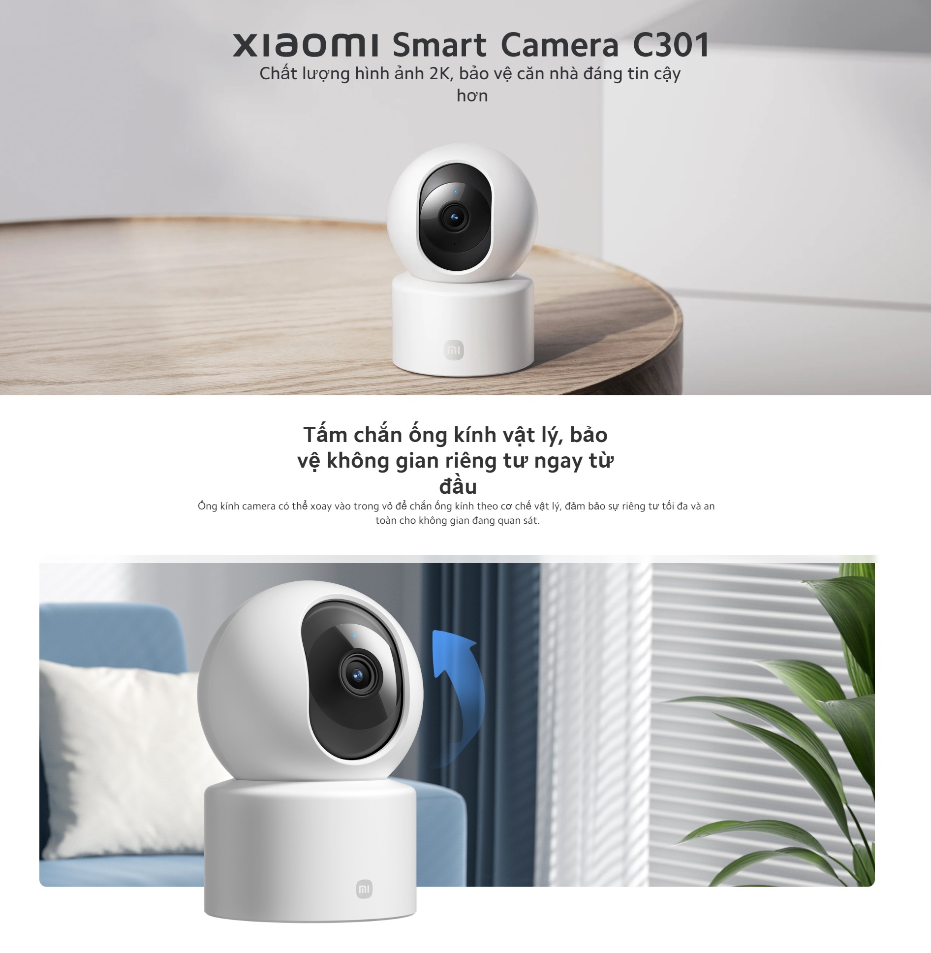 Mô tả Camera Quan Sát Xiaomi Smart Camera C301 | 2K, 3MP, Xoay 360, Phát Hiện Con Người | Phiên Bản Quốc Tế, Bảo Hành 12 Tháng - 1
