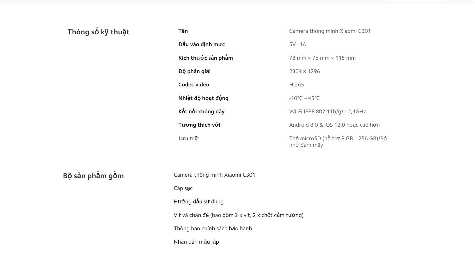 Mô tả Camera Quan Sát Xiaomi Smart Camera C301 | 2K, 3MP, Xoay 360, Phát Hiện Con Người | Phiên Bản Quốc Tế, Bảo Hành 12 Tháng - 7