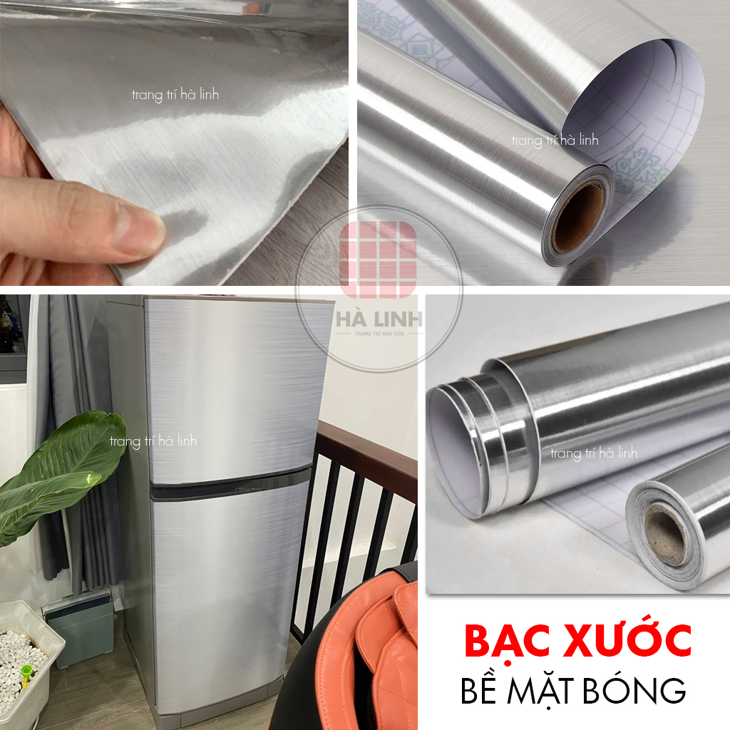 Decal dán tủ lạnh MÀU NGUYÊN BẢN INOX - Decal lá nhôm cách nhiệt khổ 1 ...