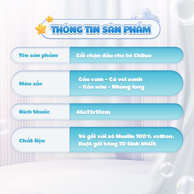 Mô tả Gối chặn đầu cho bé Chilux - Điều chỉnh khoảng cách linh hoạt, định hình phần đầu - 11
