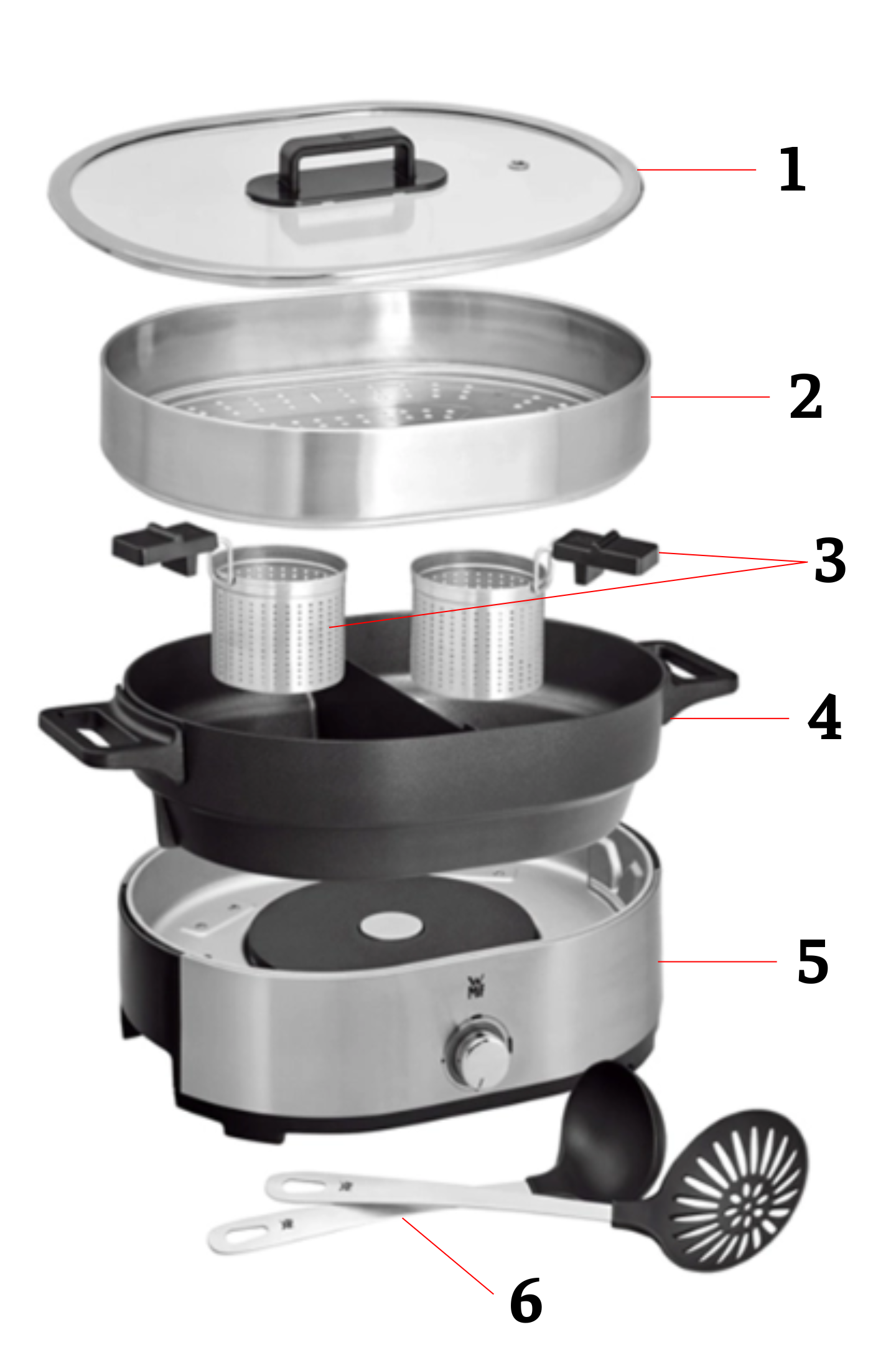 Mô tả Nồi Lẩu Hấp Điện WMF Lono, 2 Ngăn Chống Dính, 1 Xửng Hấp, Tặng Kèm 4 Phụ Kiện, Bảo Hành 12 Tháng - 2