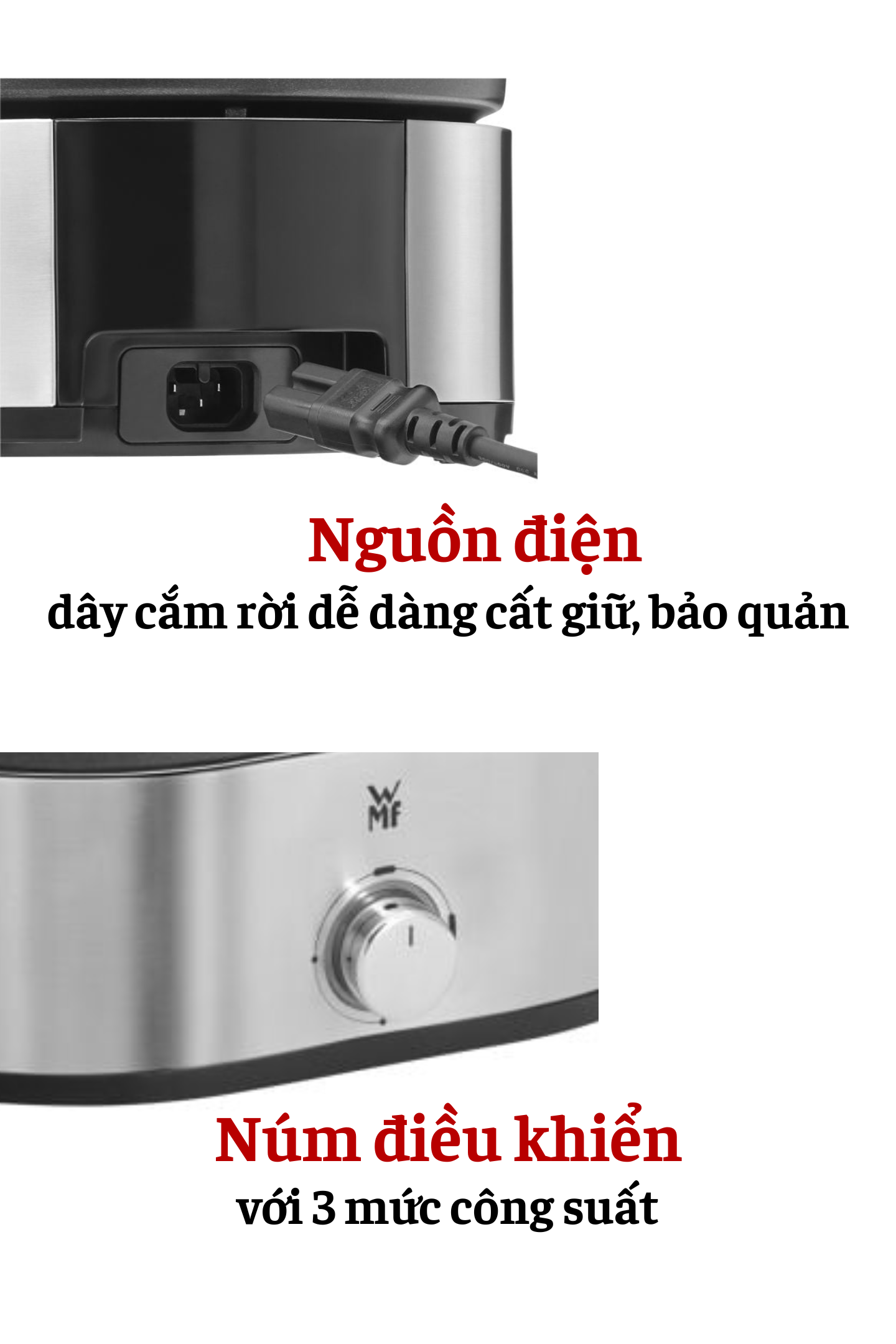 Mô tả Nồi Lẩu Hấp Điện WMF Lono, 2 Ngăn Chống Dính, 1 Xửng Hấp, Tặng Kèm 4 Phụ Kiện, Bảo Hành 12 Tháng - 3