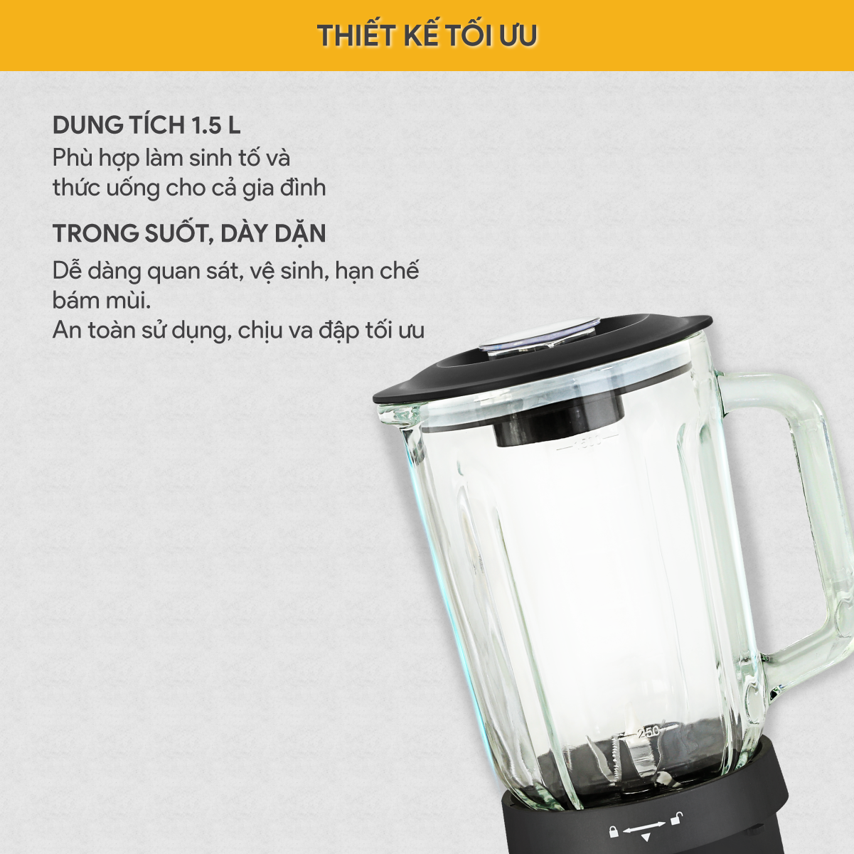 Mô tả Máy Xay Sinh Tố BlueStone BLB-5341 - 1.5 Lít - 600W - Cối Thủy Tinh - 3