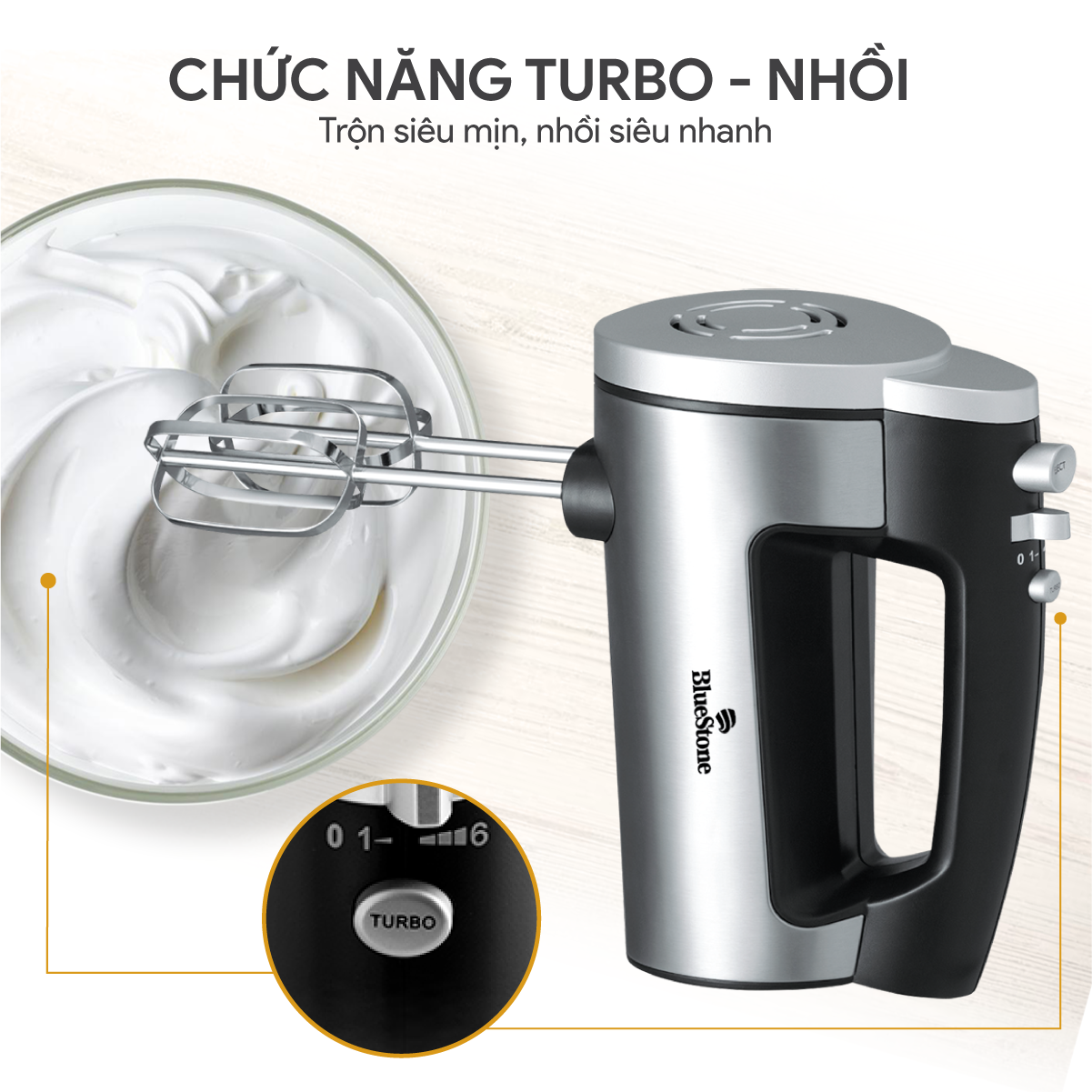 Mô tả Máy Đánh Trứng BlueStone HMB-6333S - 300W - 6 tốc độ - 6