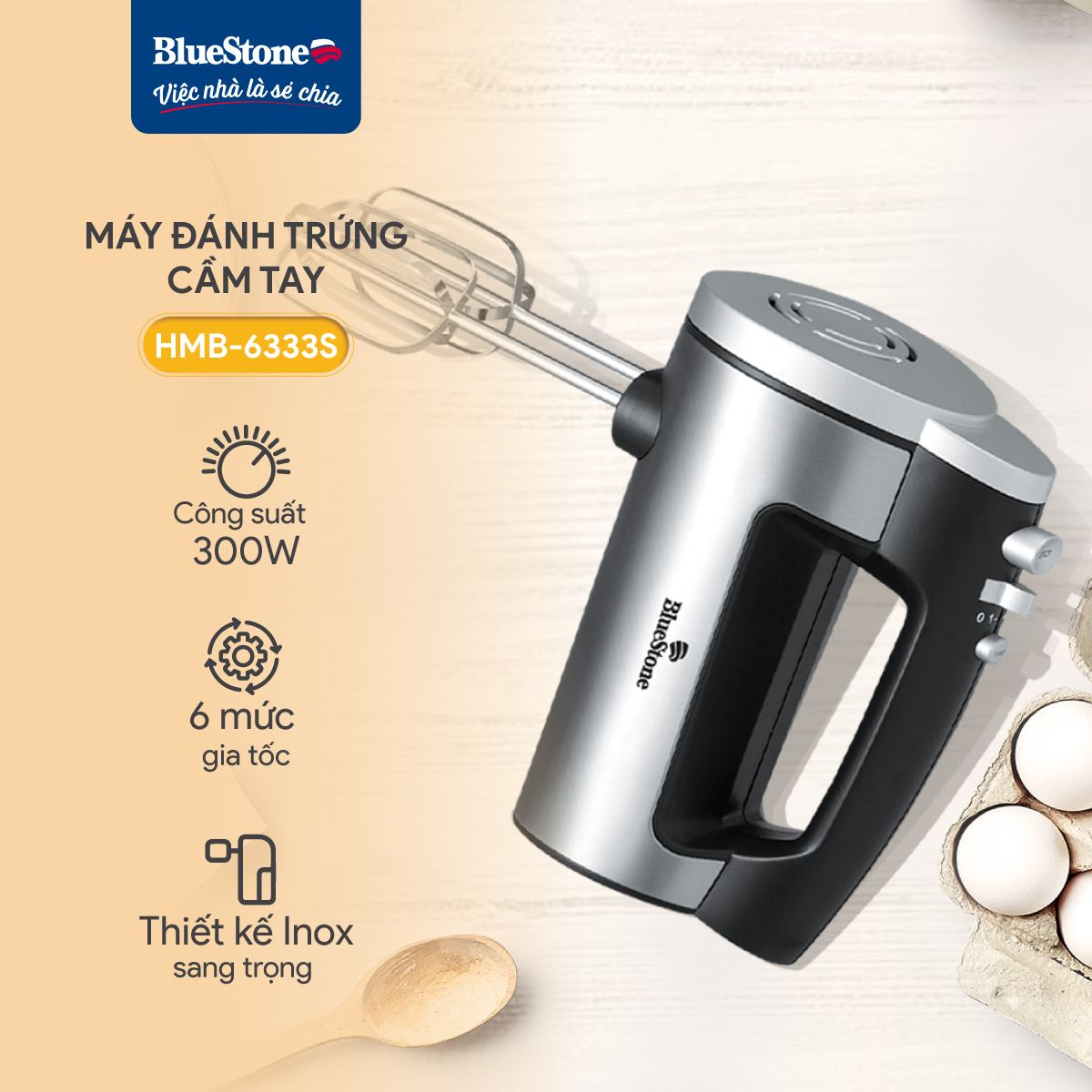 Mô tả Máy Đánh Trứng BlueStone HMB-6333S - 300W - 6 tốc độ - 1
