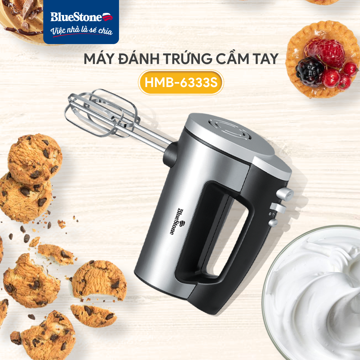 Mô tả Máy Đánh Trứng BlueStone HMB-6333S - 300W - 6 tốc độ - 10