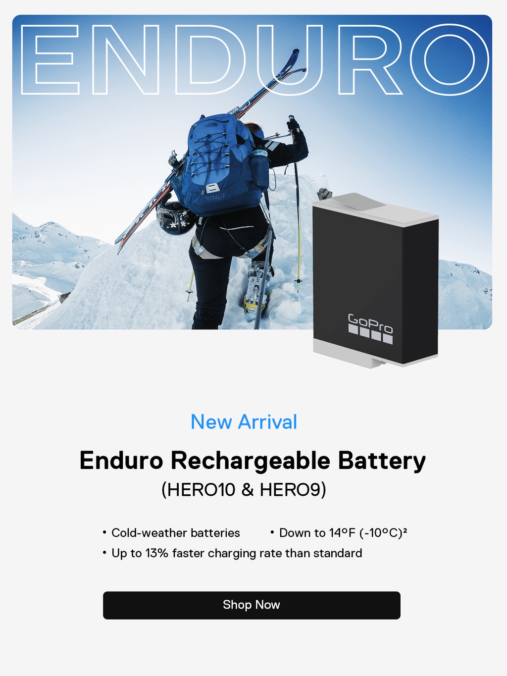 Mô tả GoPro pin Enduro dành cho HERO12/11/10/9 pin lithium-ion 1720mAh - 1