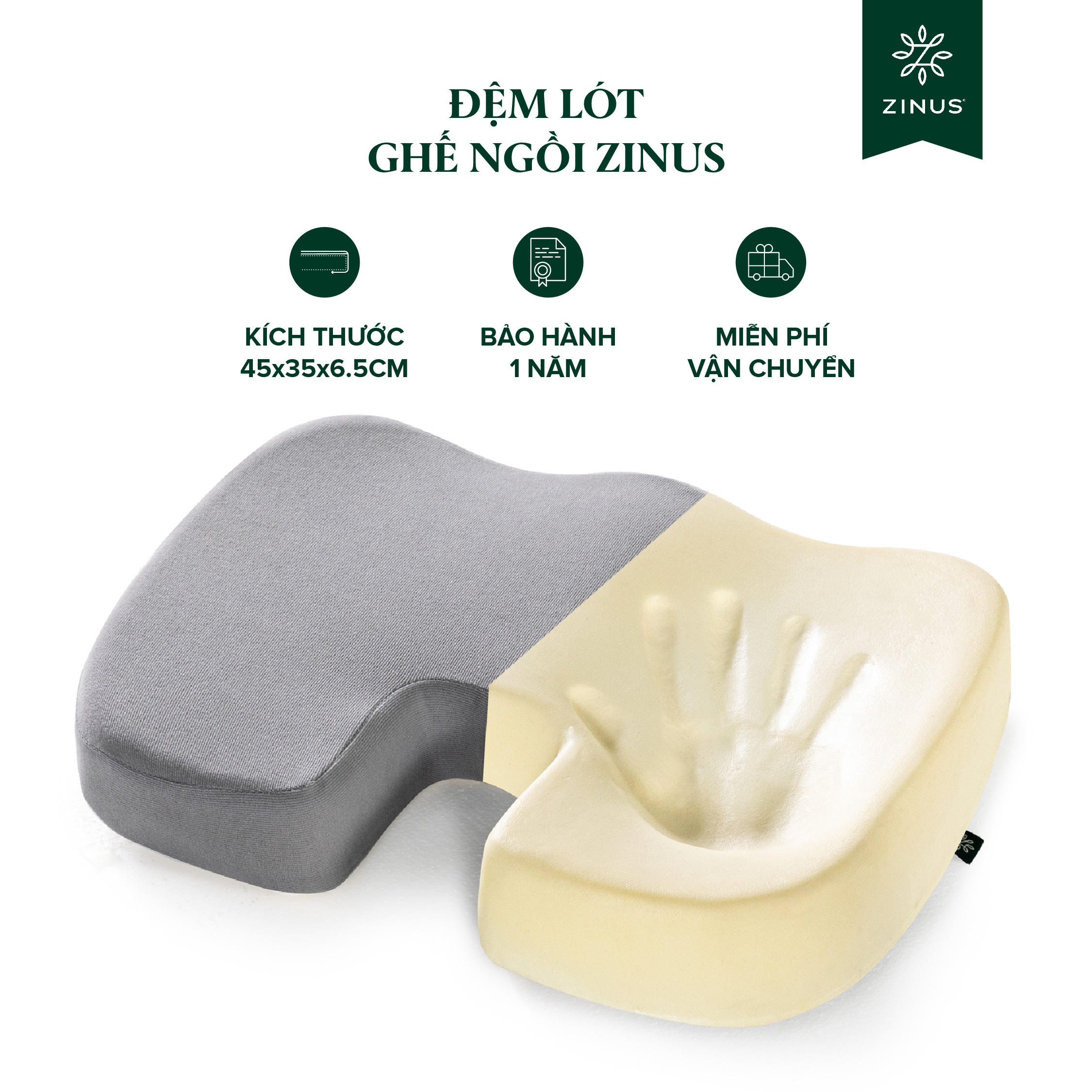 Mô tả Đệm Gối Lót Ghế Memory Foam Hỗ Trợ Cột Sống Cho Dân Văn Phòng - Seat Cushion Memory Foam - 1
