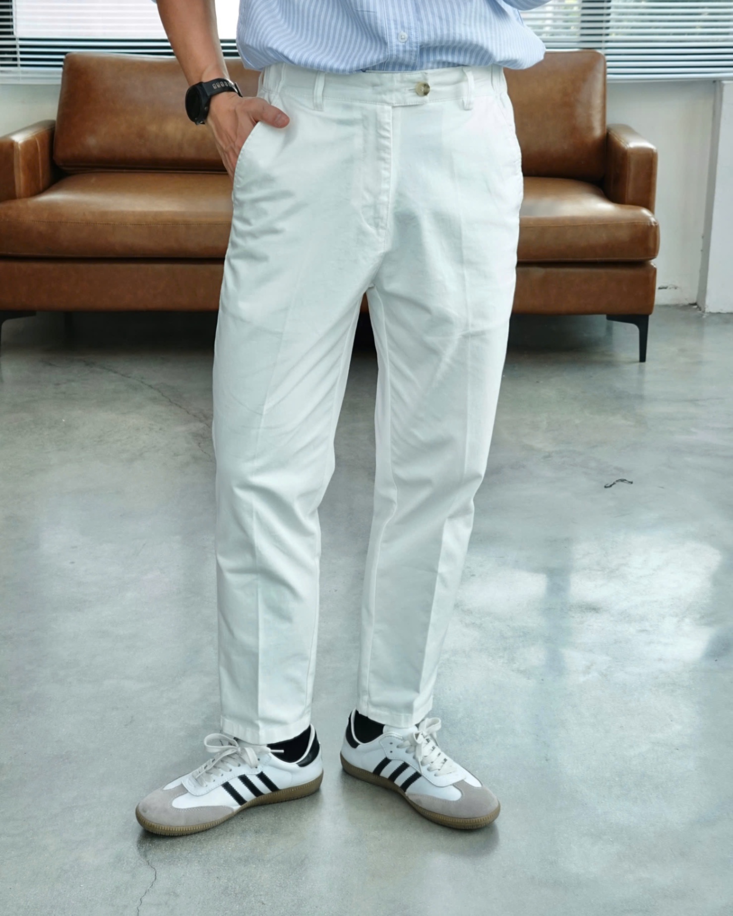 Quần Kaki Nam Trắng Carrot Fit DENIMST 6
