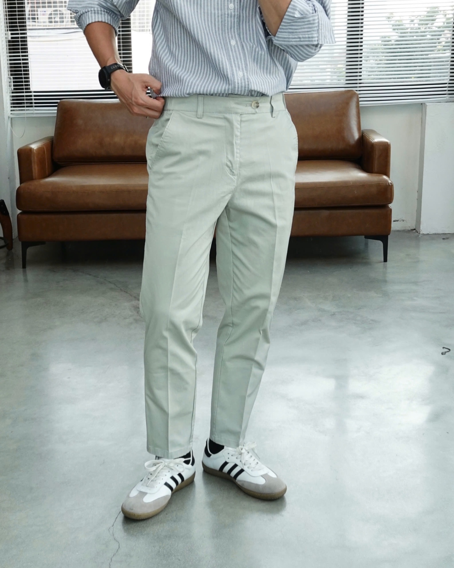 Quần Kaki Nam Trắng Carrot Fit DENIMST 8